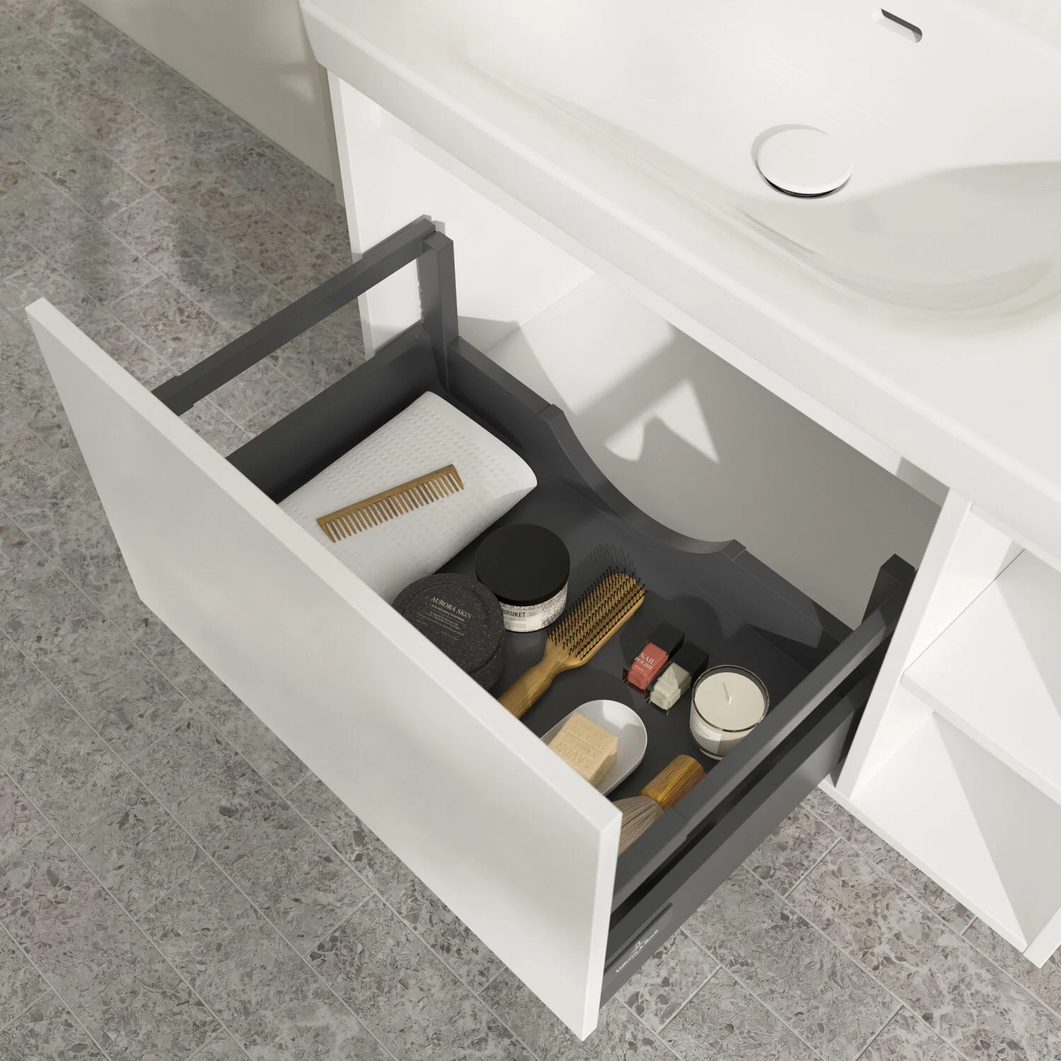 Villeroy & Boch Skyla Waschtischunterschrank 77,2 x 43,6 cm, 1 Auszug, Stauraum rechts Bild 6