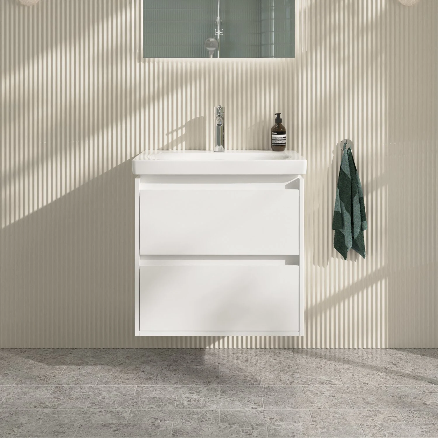 Białe meble łazienkowe z umywalką, Villeroy & Boch