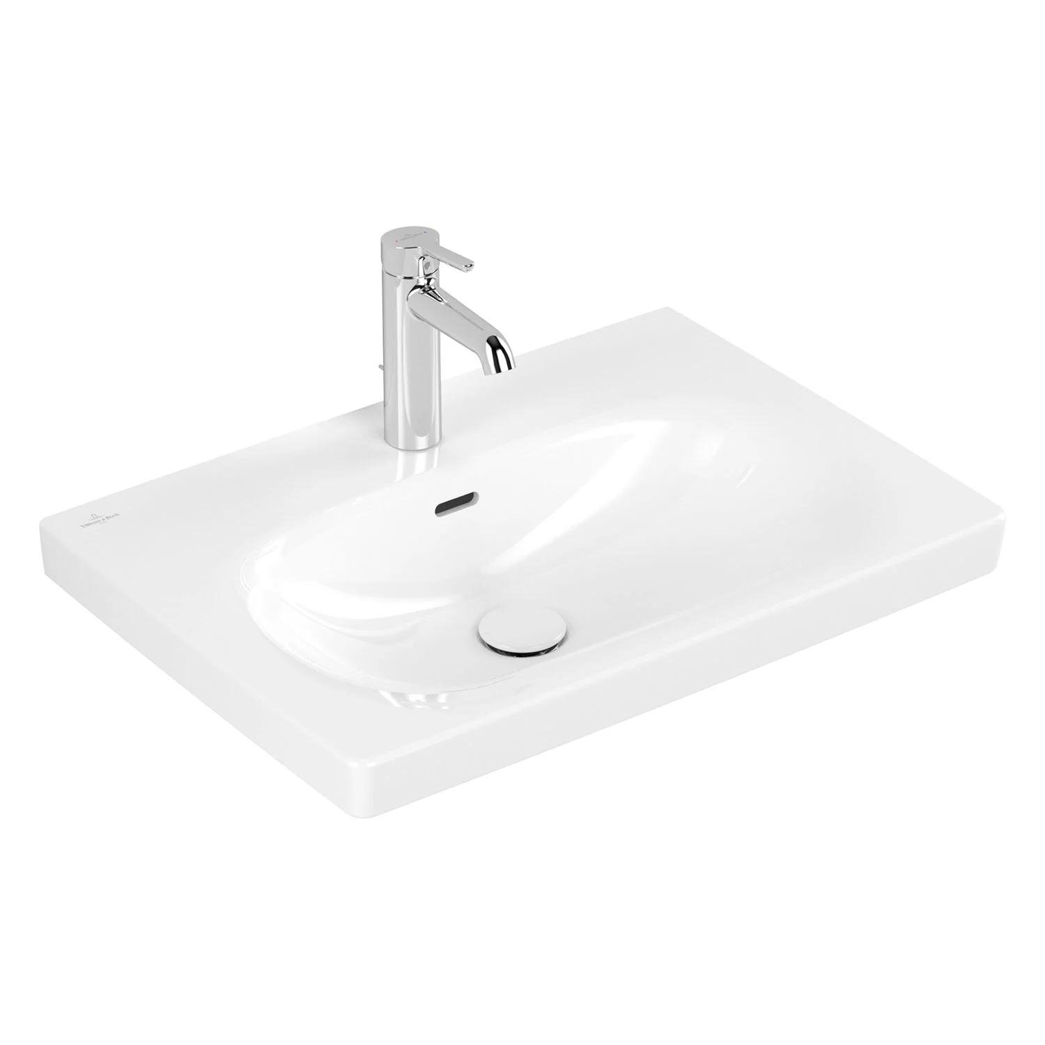 Biała umywalka z baterią widok z boku, Villeroy & Boch