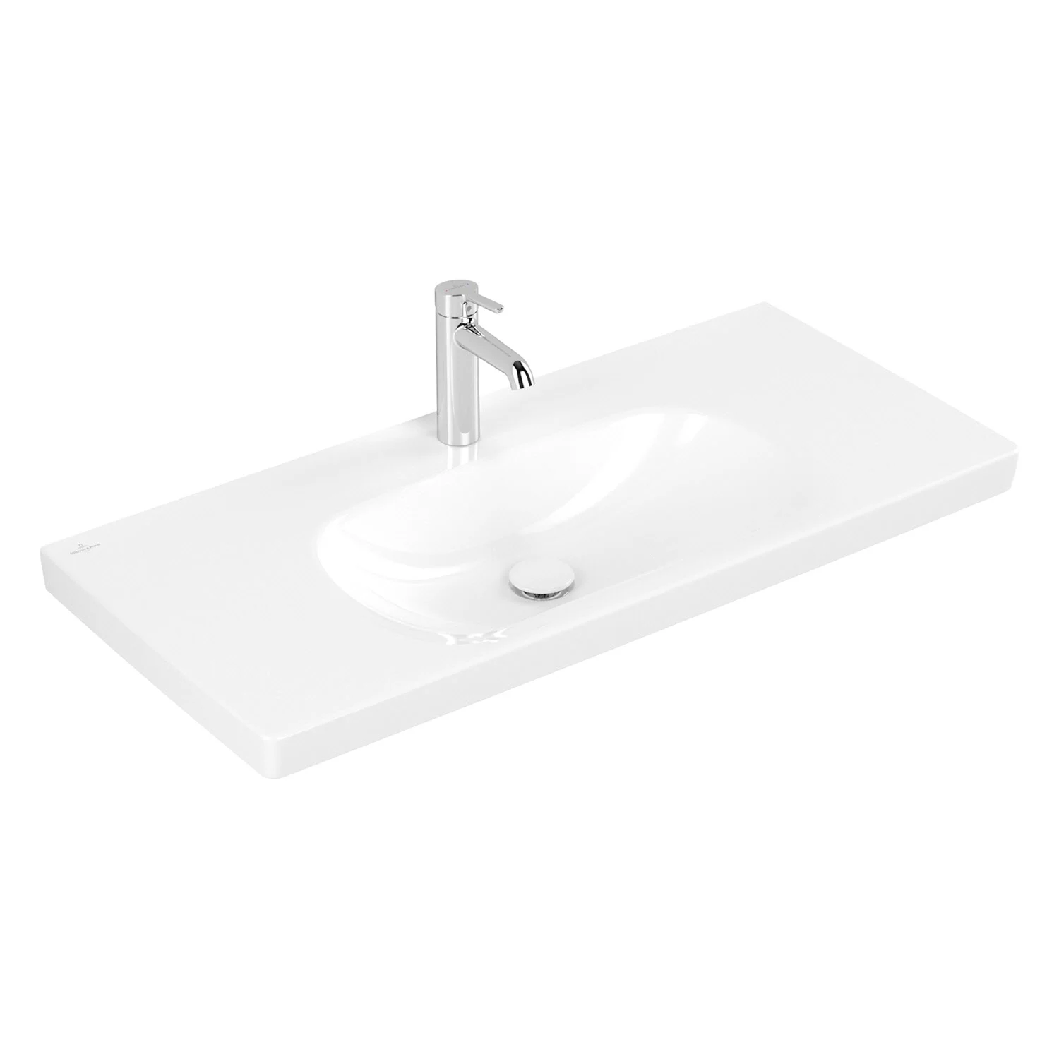 Biała umywalka z baterią widok z boku, Villeroy & Boch
