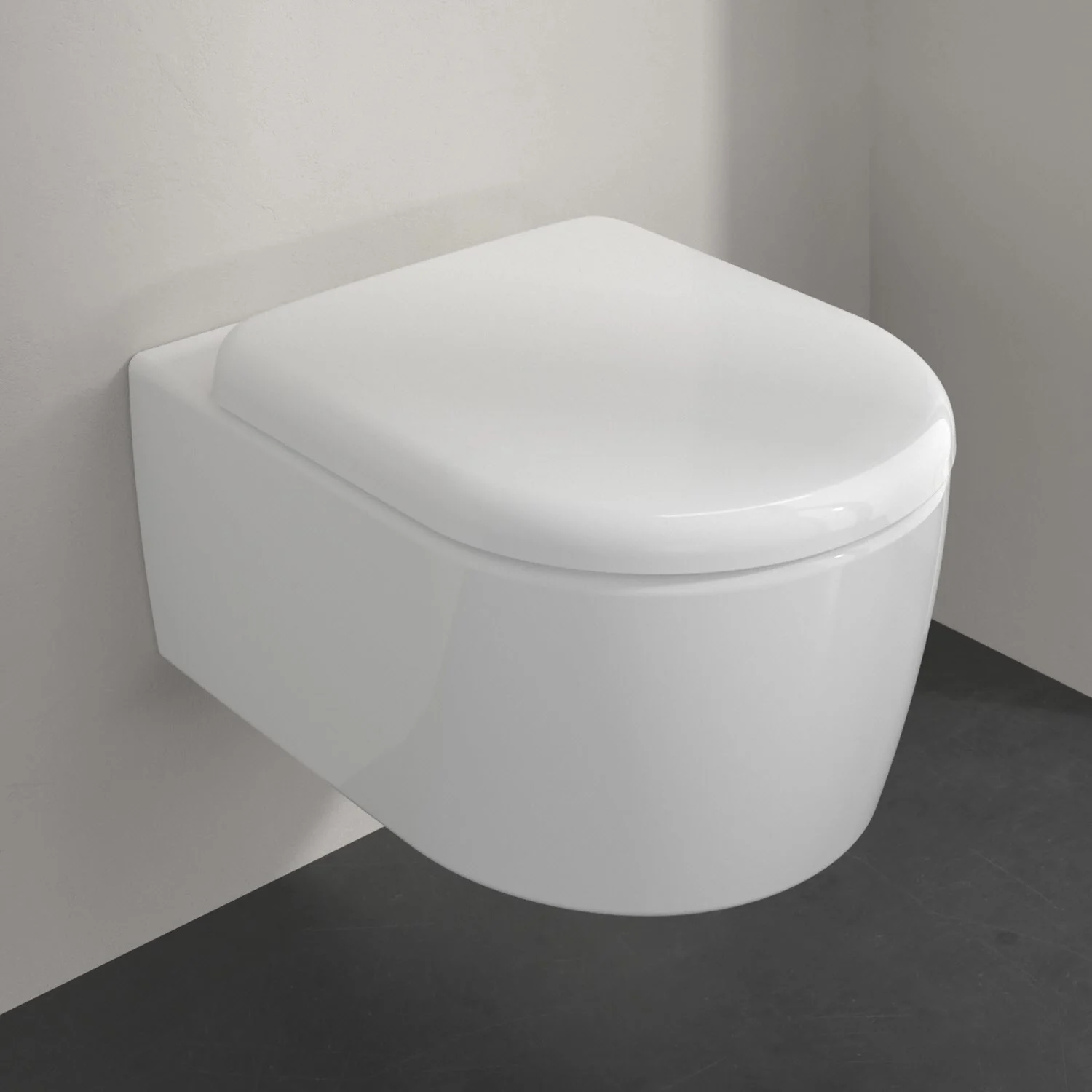 Biała toaleta montowana na ścianie, Villeroy & Boch