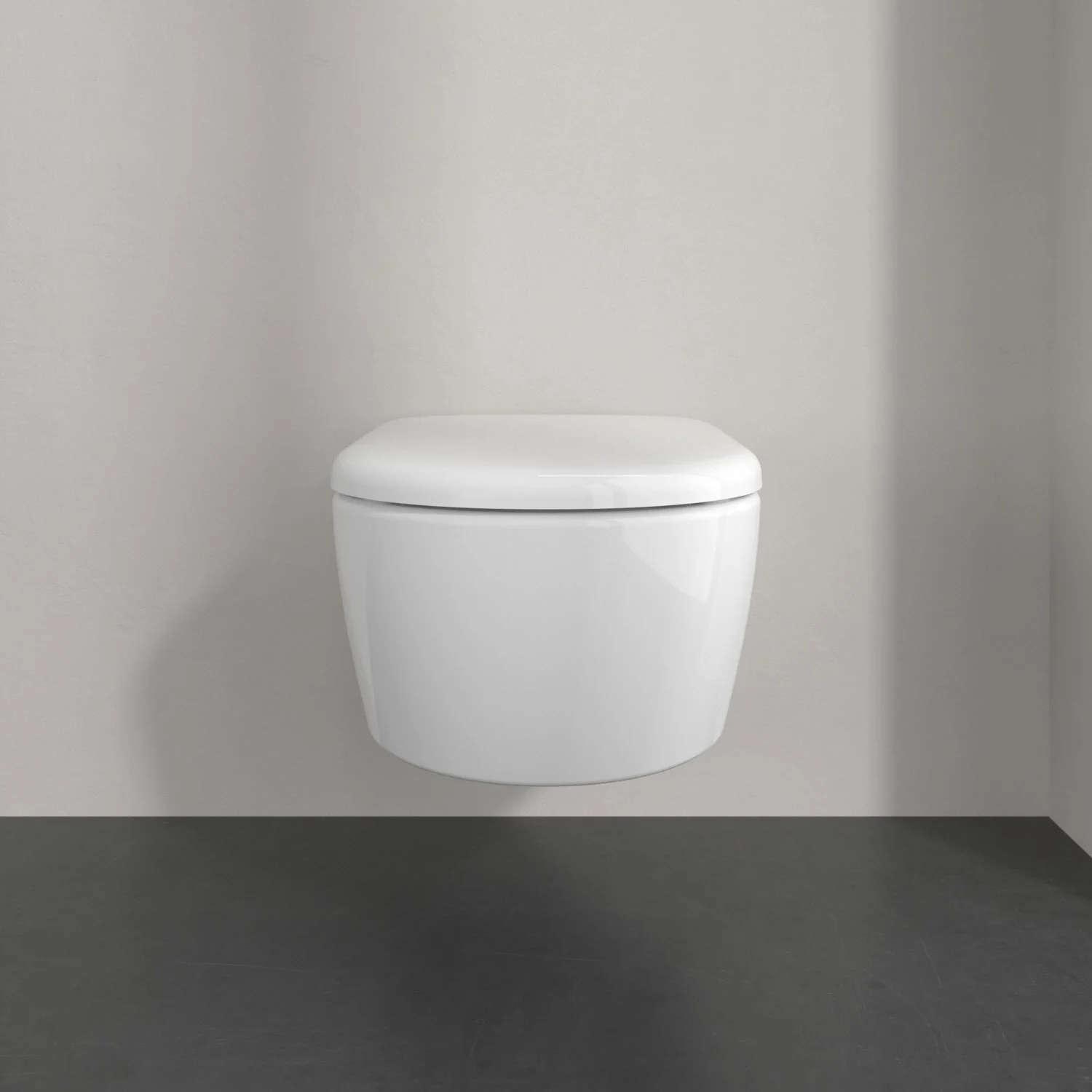 Biały widok boczny toalety zamontowanej na ścianie, Villeroy & Boch