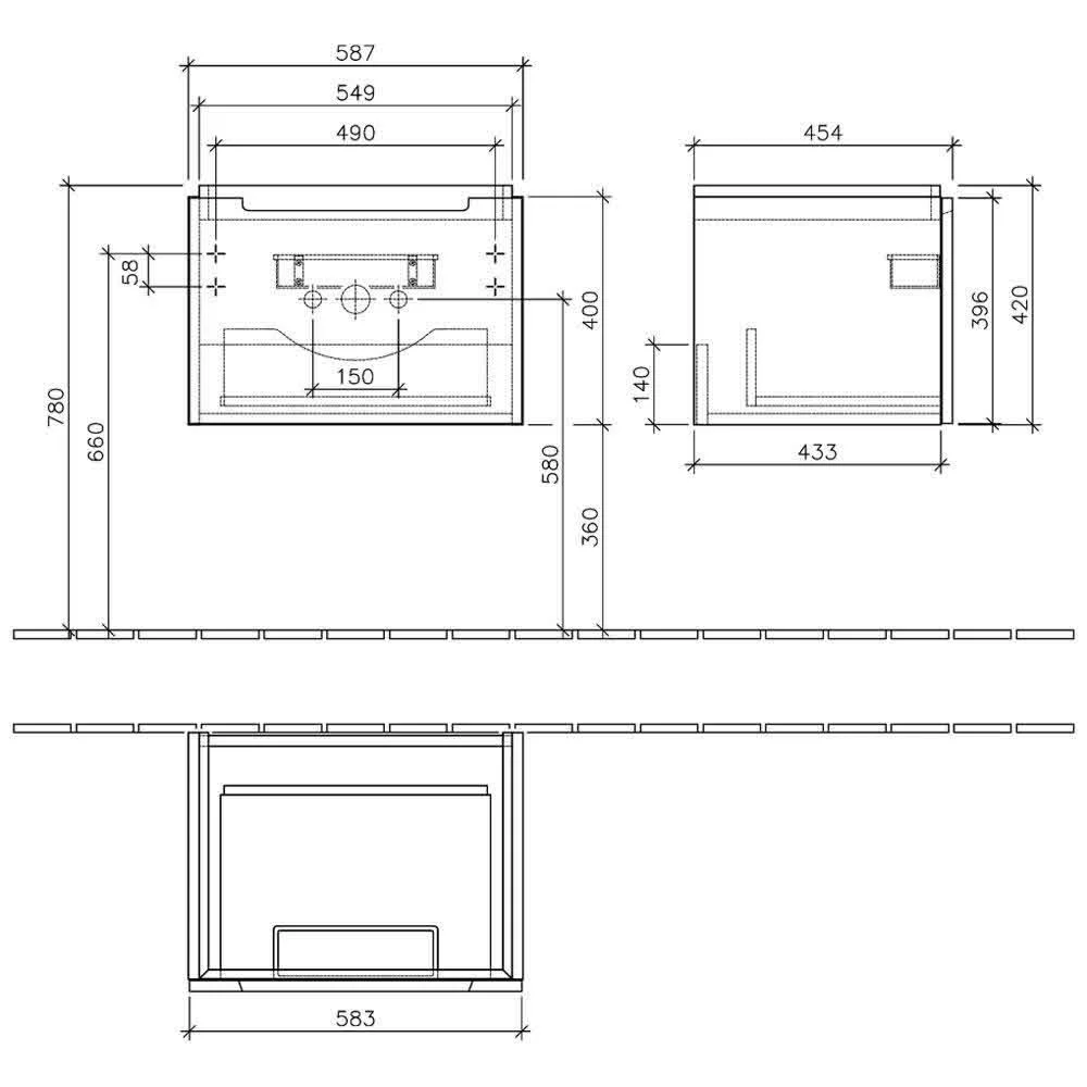 Villeroy & Boch Subway 2.0 Waschtischunterschrank 58,7 cm, Griff chromfarbig glänzend, 1 Auszug Bild 5