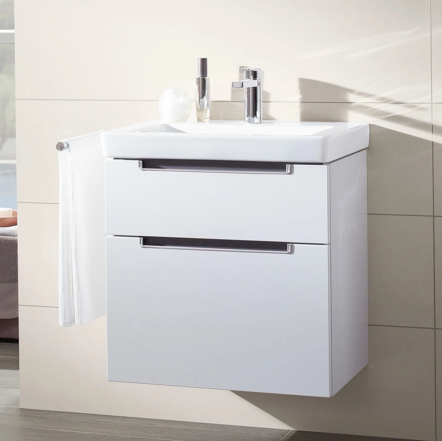 Villeroy & Boch Subway 2.0 Waschtisch-Kombination 50 cm mit 2 Auszügen, 1 Hahnloch und 1 Überlauf
