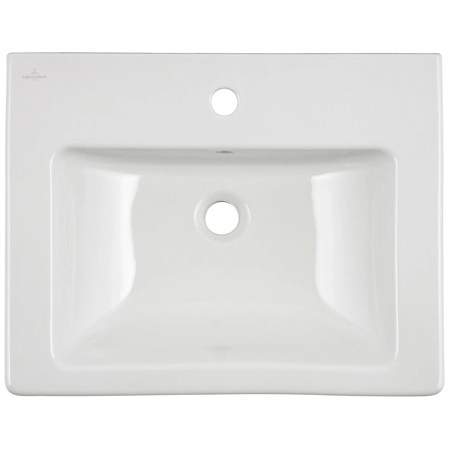 Prostokątna umywalka bez baterii widok z góry, Villeroy & Boch