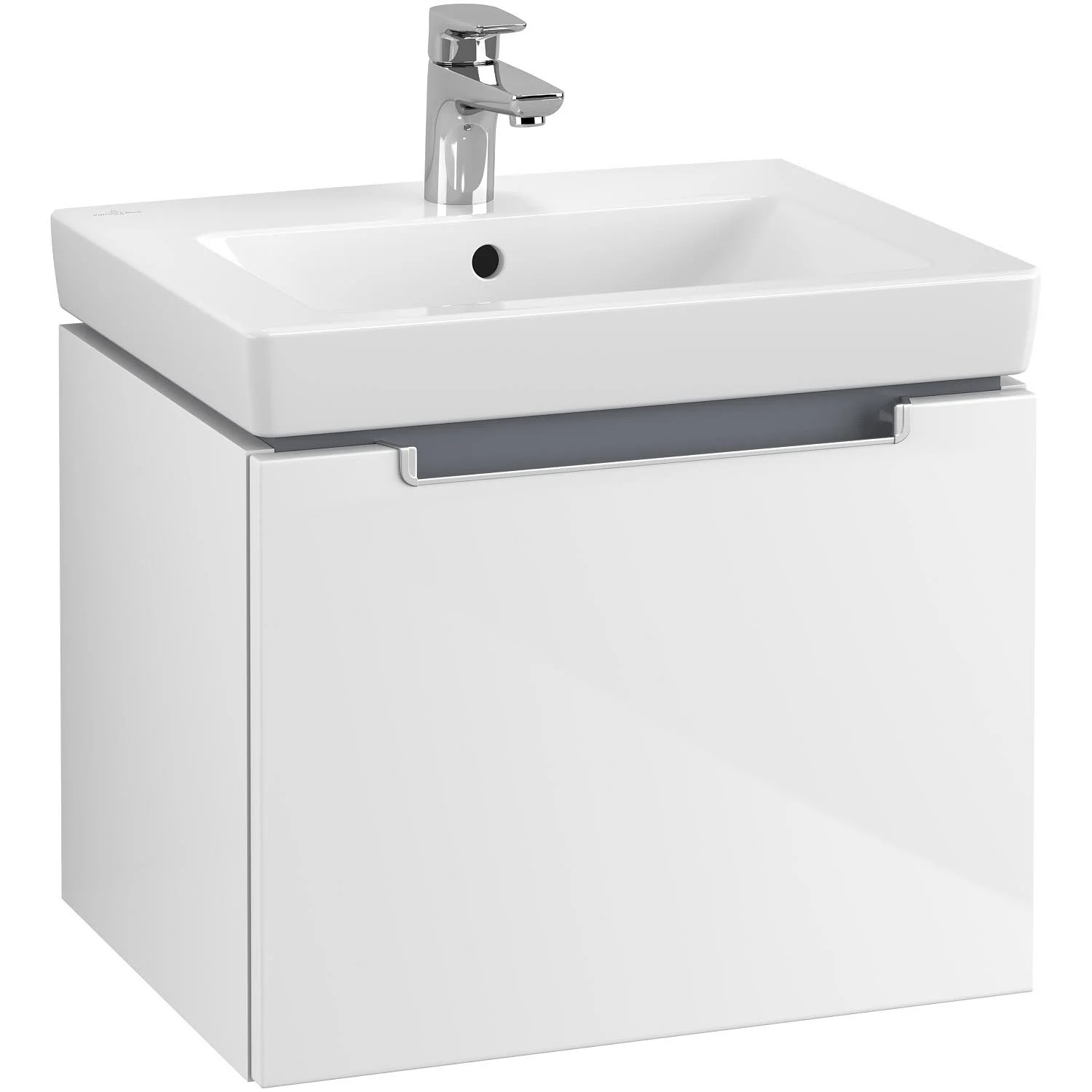 Biała umywalka z szafką widok z przodu, Villeroy & Boch