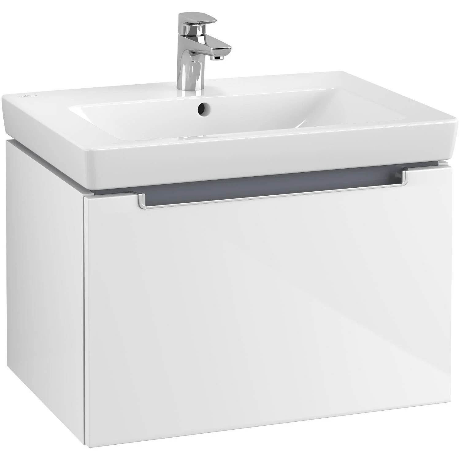 Biała umywalka z szafką widok z przodu, Villeroy & Boch
