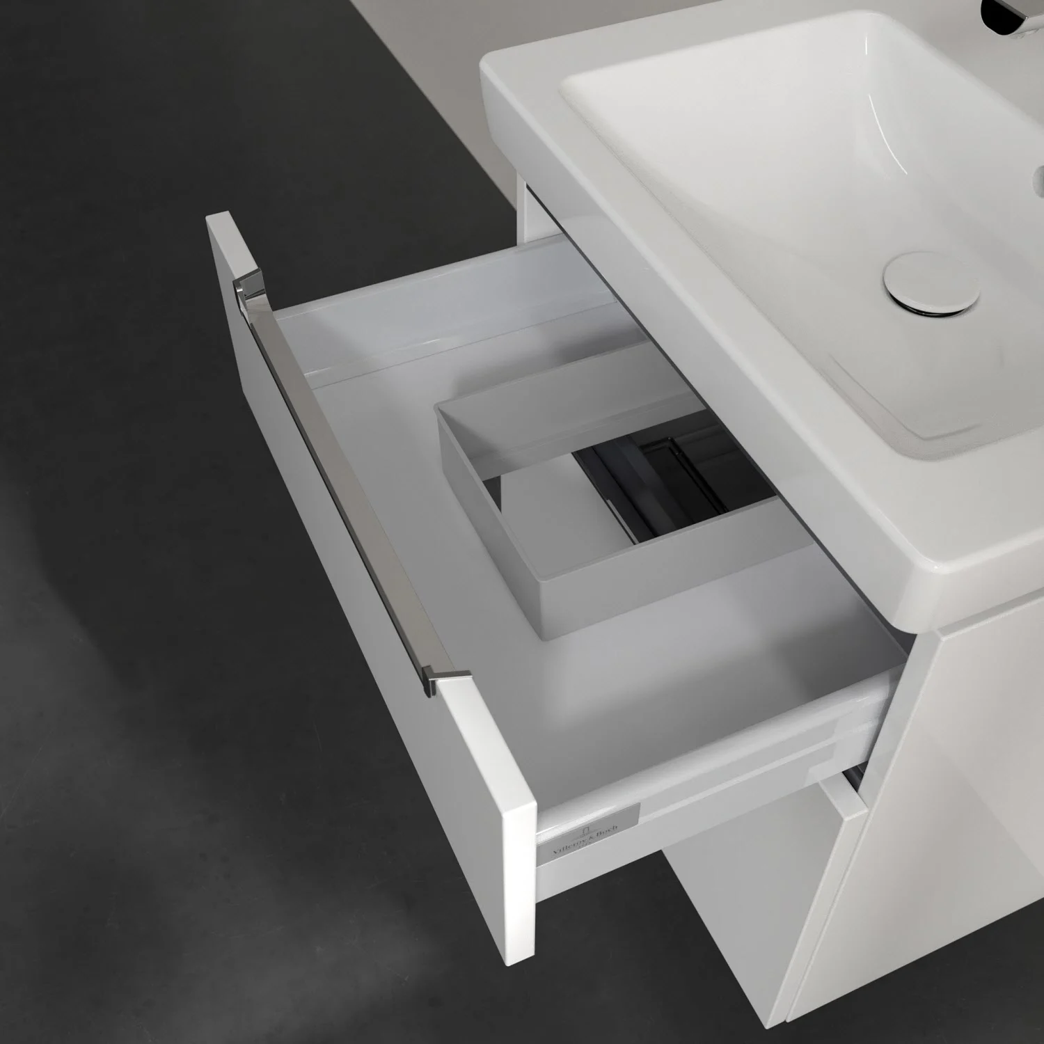 Villeroy & Boch Subway 2.0 Waschtischunterschrank XXL 58,7 cm, Griffe chromfarbig glänzend, 2 Auszüge Bild 8