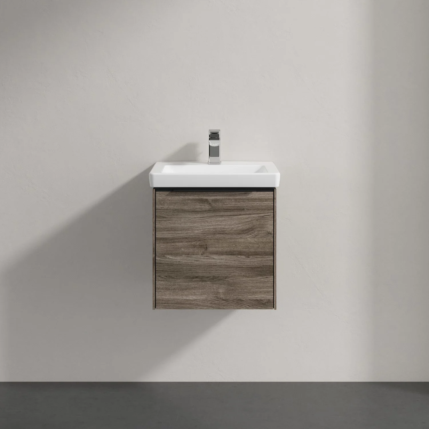 Umywalka z drewnianą szafką zbliżenie, Villeroy & Boch