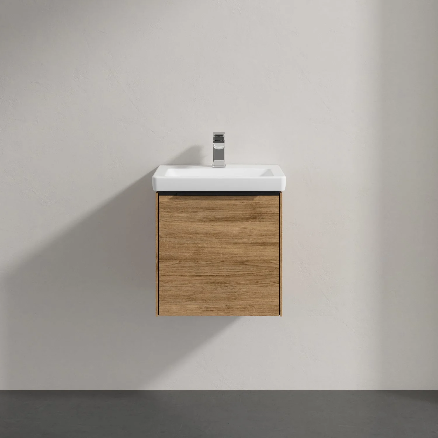 Umywalka z drewnianą szafką zbliżenie, Villeroy & Boch