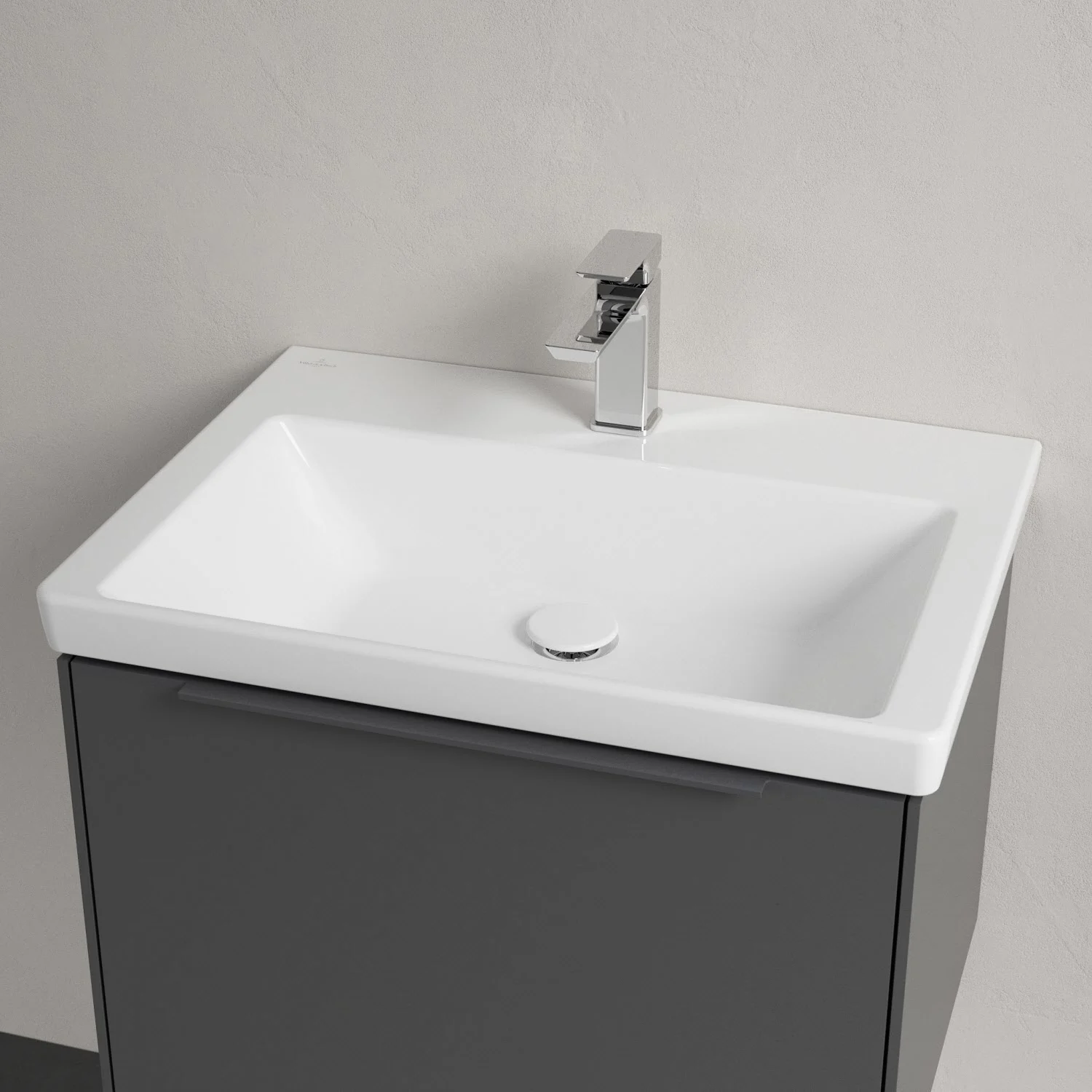 Umywalka z jednouchwytową baterią w nowoczesnej łazience, Villeroy & Boch