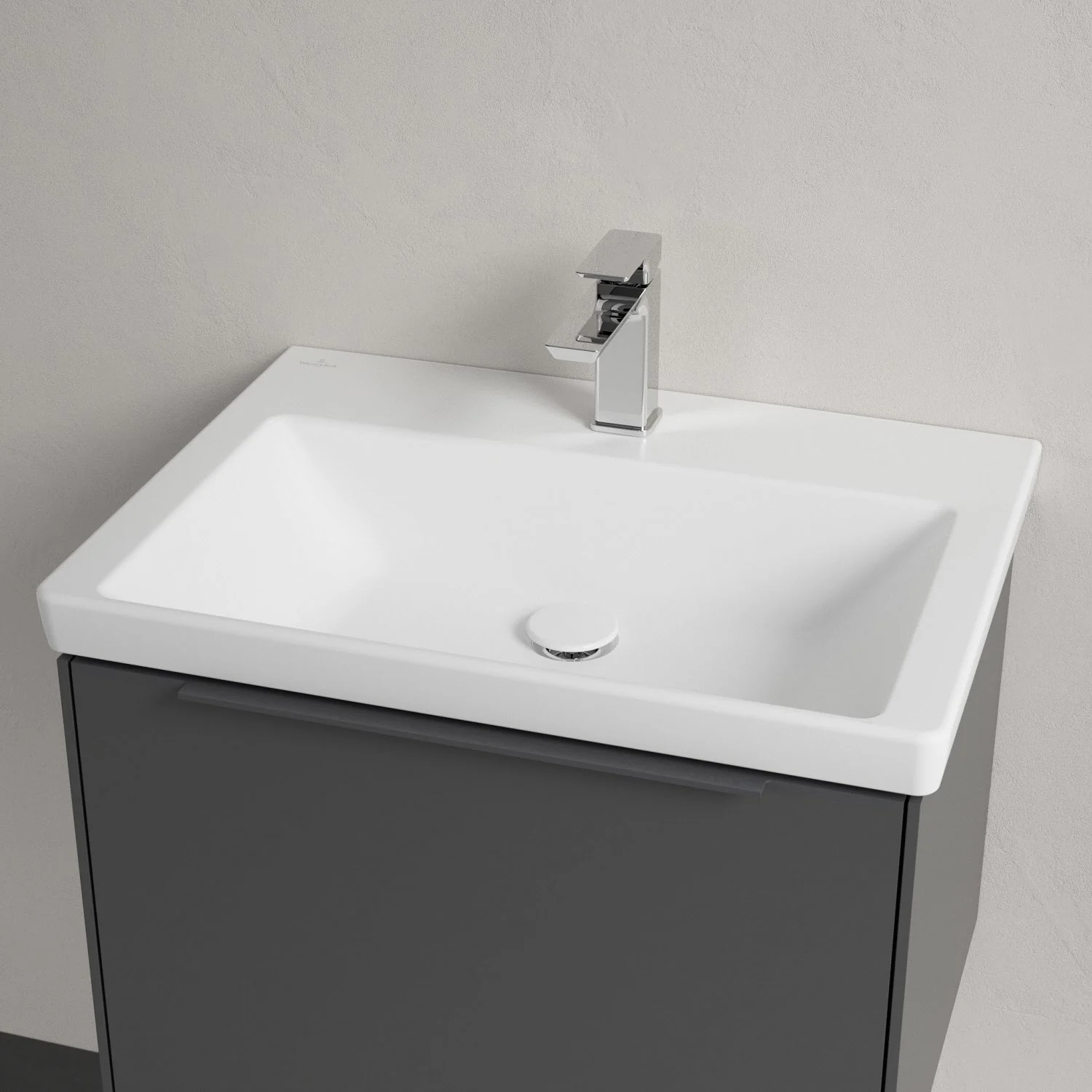 Umywalka z jednouchwytową baterią w nowoczesnej łazience, Villeroy & Boch