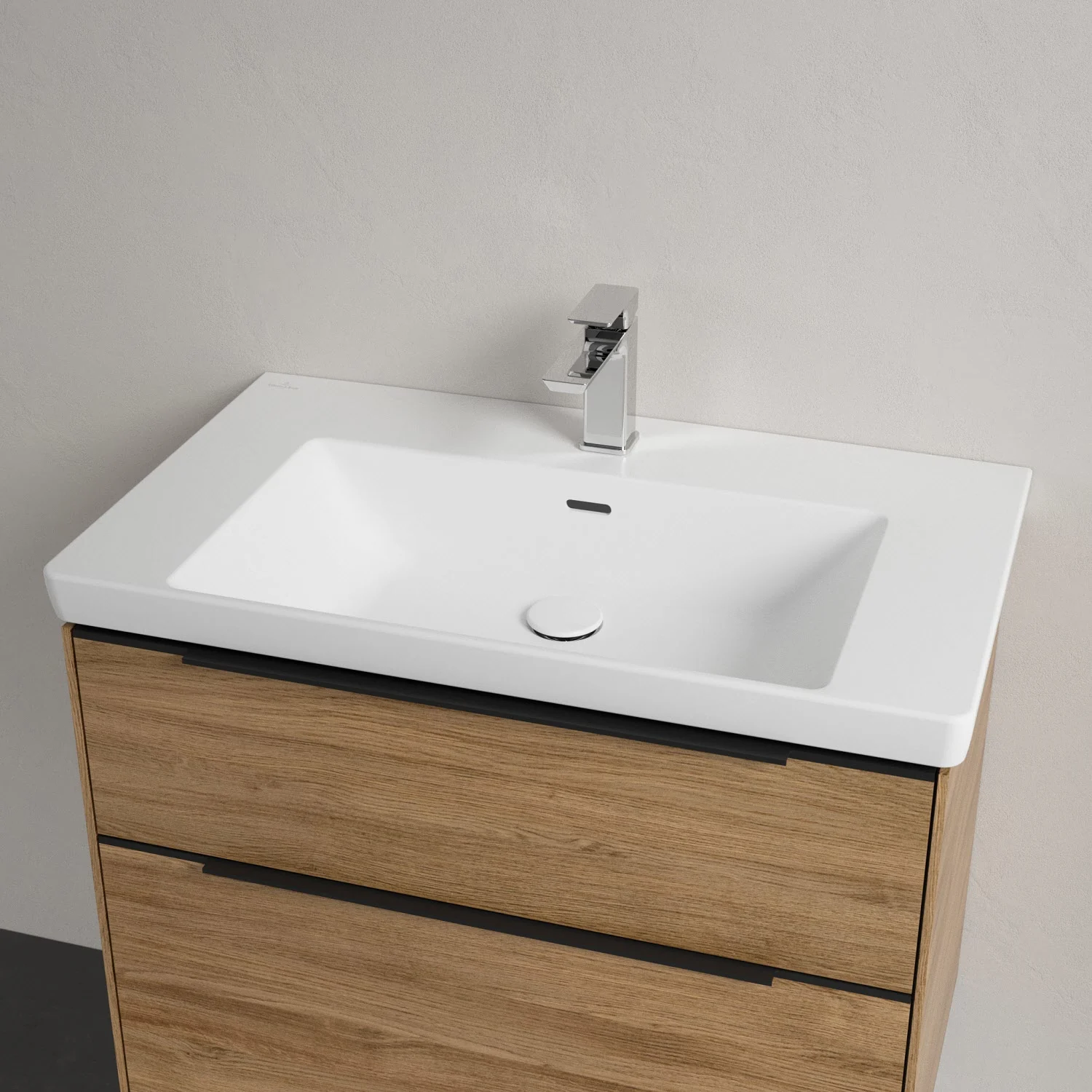 Villeroy & Boch Subway 3.0 Badmöbel-Set 80 cm mit Beleuchtung, Griff volcano black, 2 Auszüge Bild 2