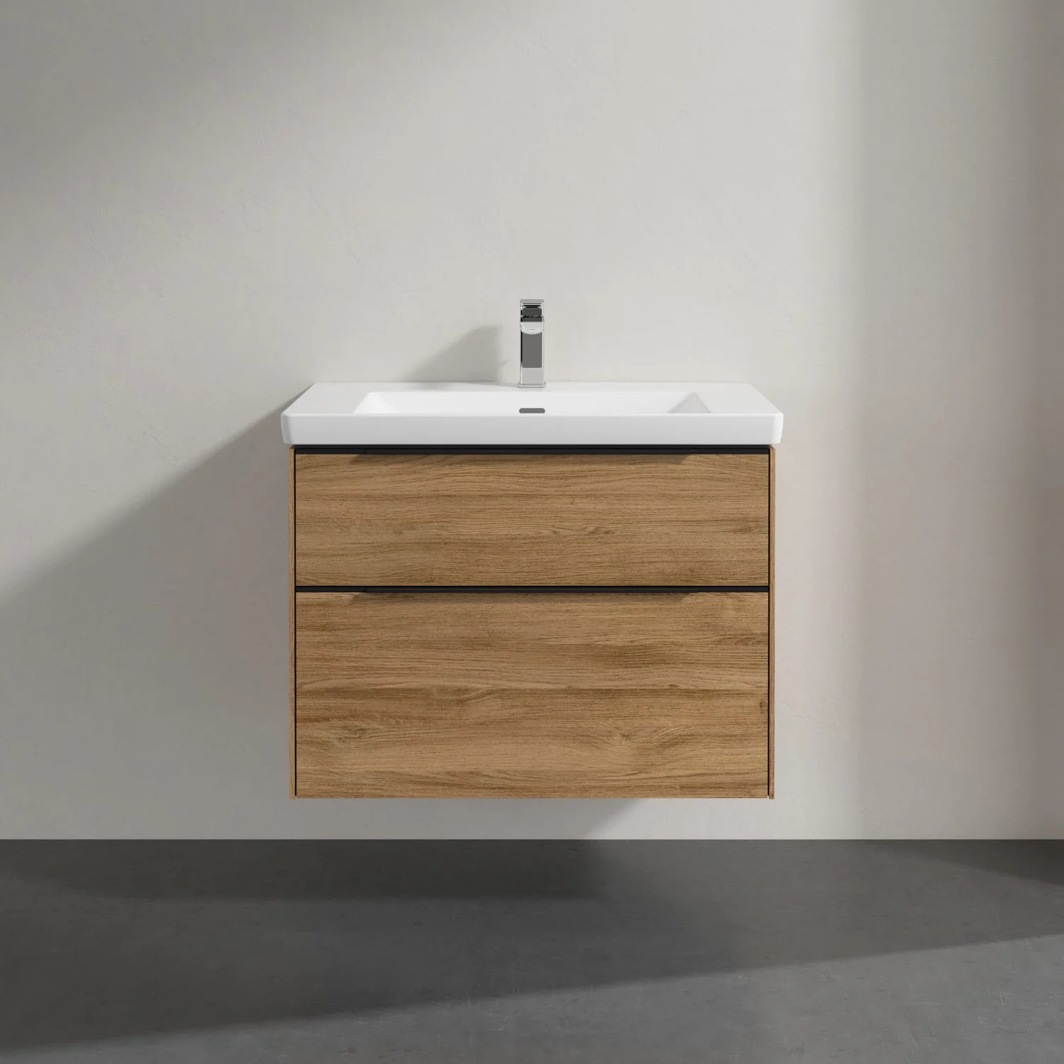 Villeroy & Boch Subway 3.0 Badmöbel-Set 80 cm mit Beleuchtung, Griff volcano black, 2 Auszüge Bild 3