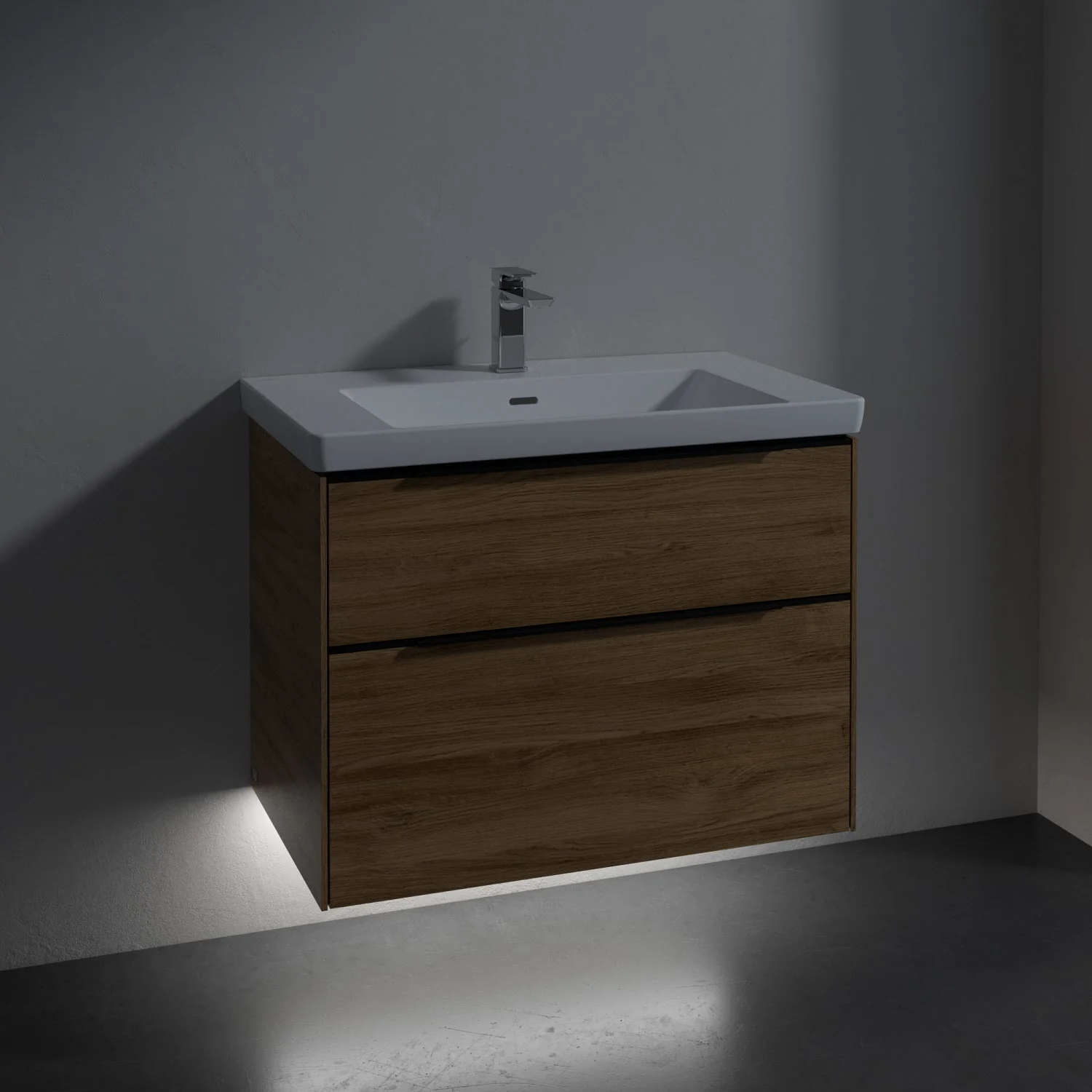 Villeroy & Boch Subway 3.0 Badmöbel-Set 80 cm mit Beleuchtung, Griff volcano black, 2 Auszüge Bild 4