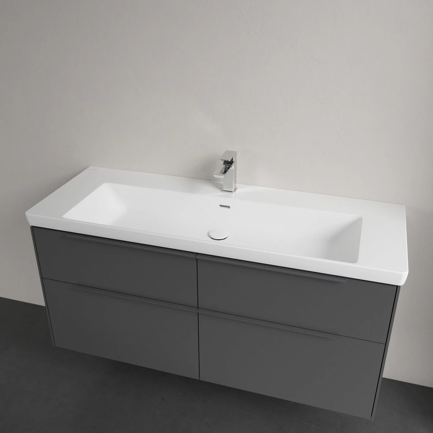Szara umywalka z białą umywalką, Villeroy & Boch