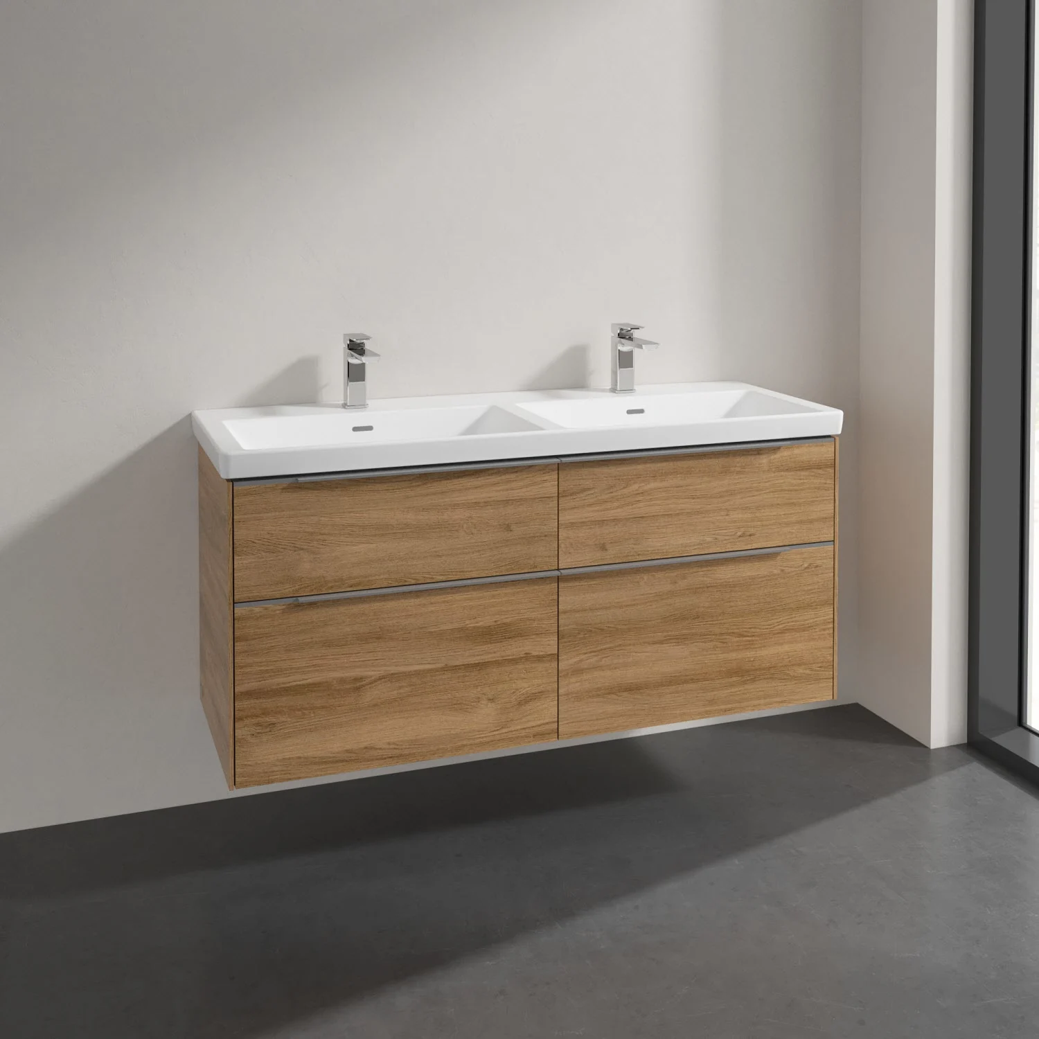 Villeroy & Boch Subway 3.0 Badmöbel-Set 130 cm, 4 Auszüge, Doppelwaschtisch