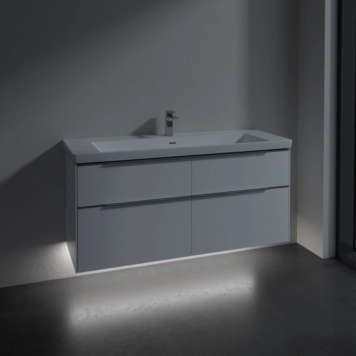 Szara umywalka z szafką w łazience, Villeroy & Boch