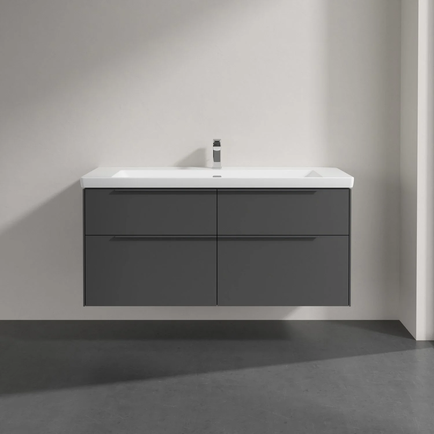Szara umywalka w nowoczesnej łazience, Villeroy & Boch