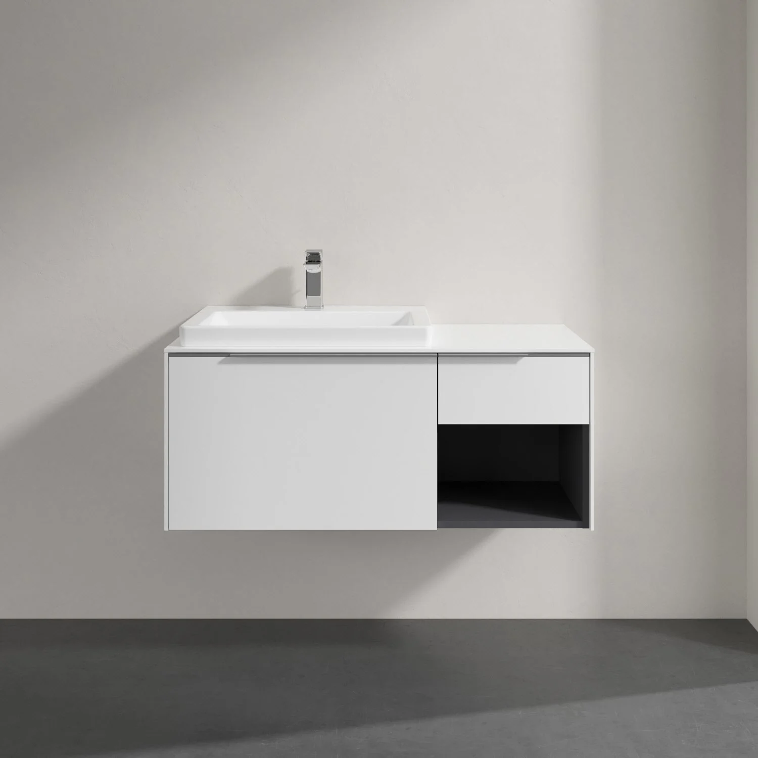 Biała umywalka z zlewem zbliżenie, Villeroy & Boch