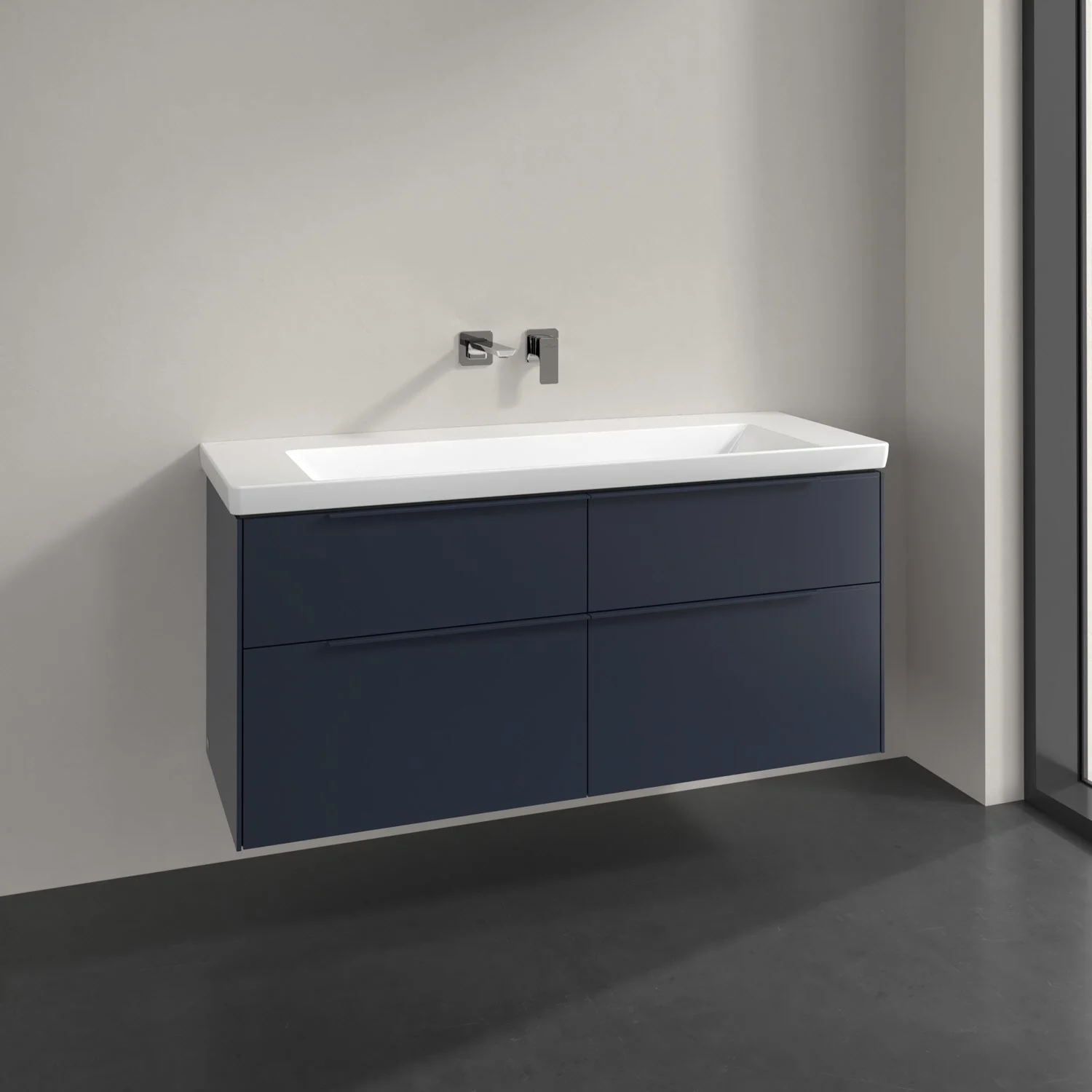 Umywalka z szafką w ciemnym niebieskim kolorze, Villeroy & Boch