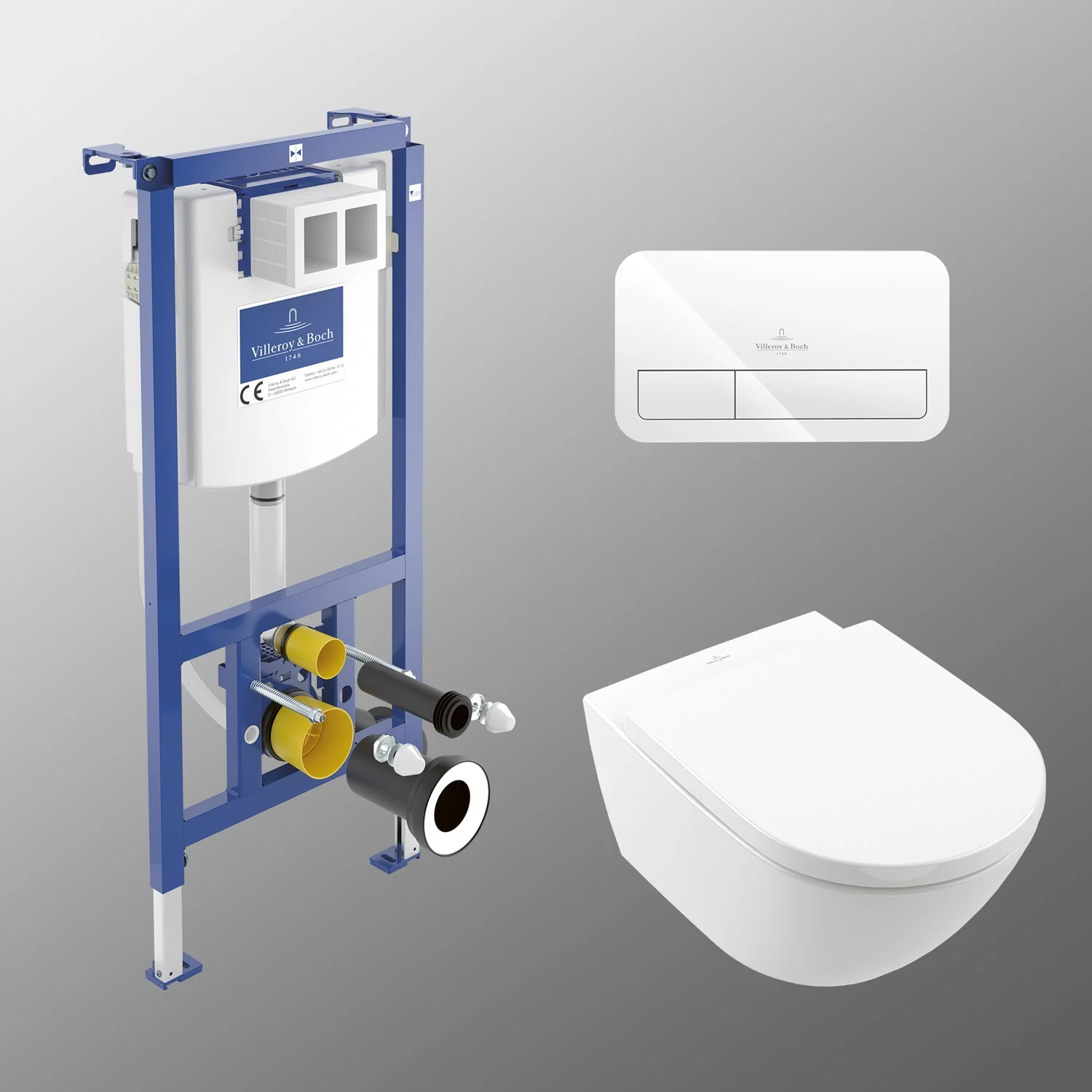 Villeroy & Boch Subway 3.0 WC-Set mit Vorwandelement und Betätigungsplatte