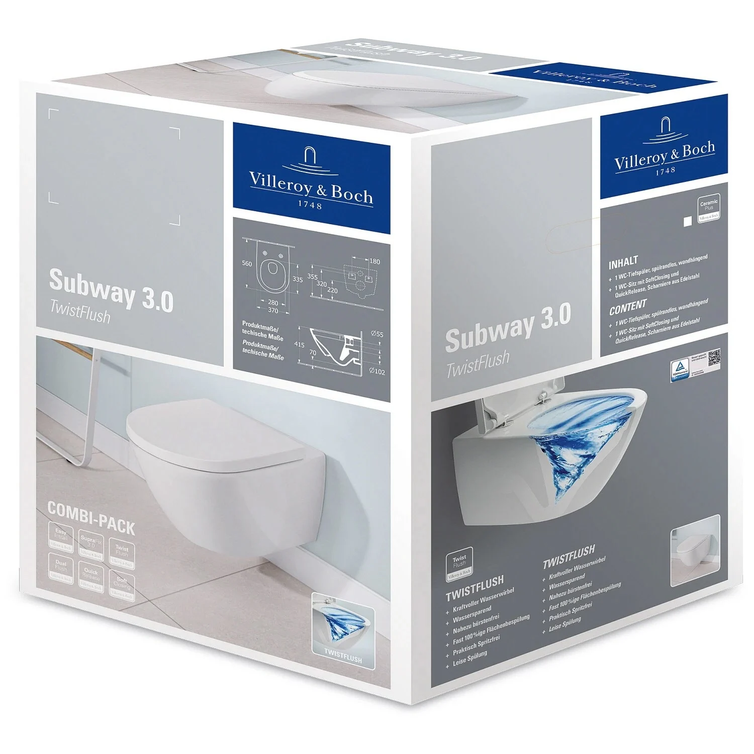 Villeroy & Boch Subway 3.0 WC-Set mit Vorwandelement und Betätigungsplatte Bild 13