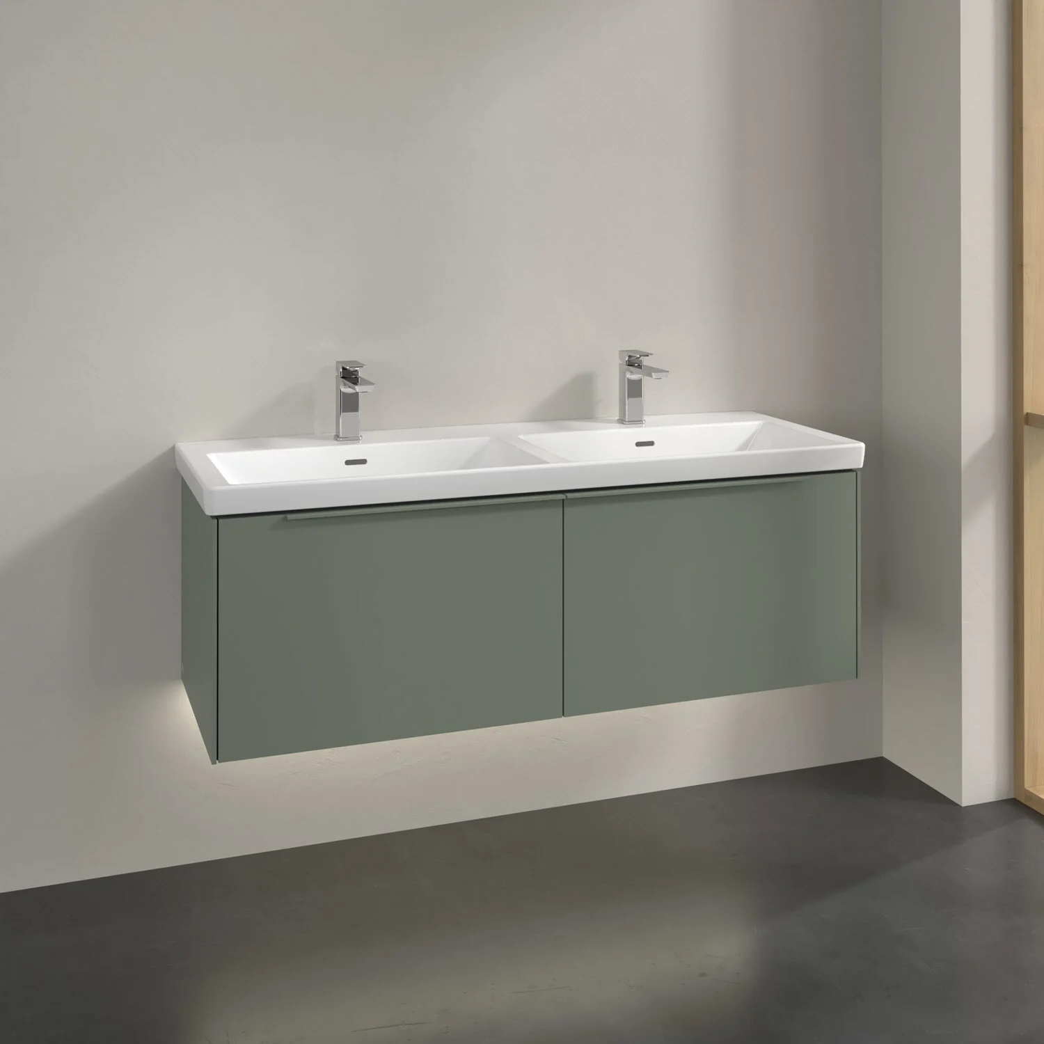 Villeroy & Boch Subway 3.0 Waschtischunterschrank 127,2 cm, 2 Auszüge, mit LED-Beleuchtung, für Doppel-Waschtisch