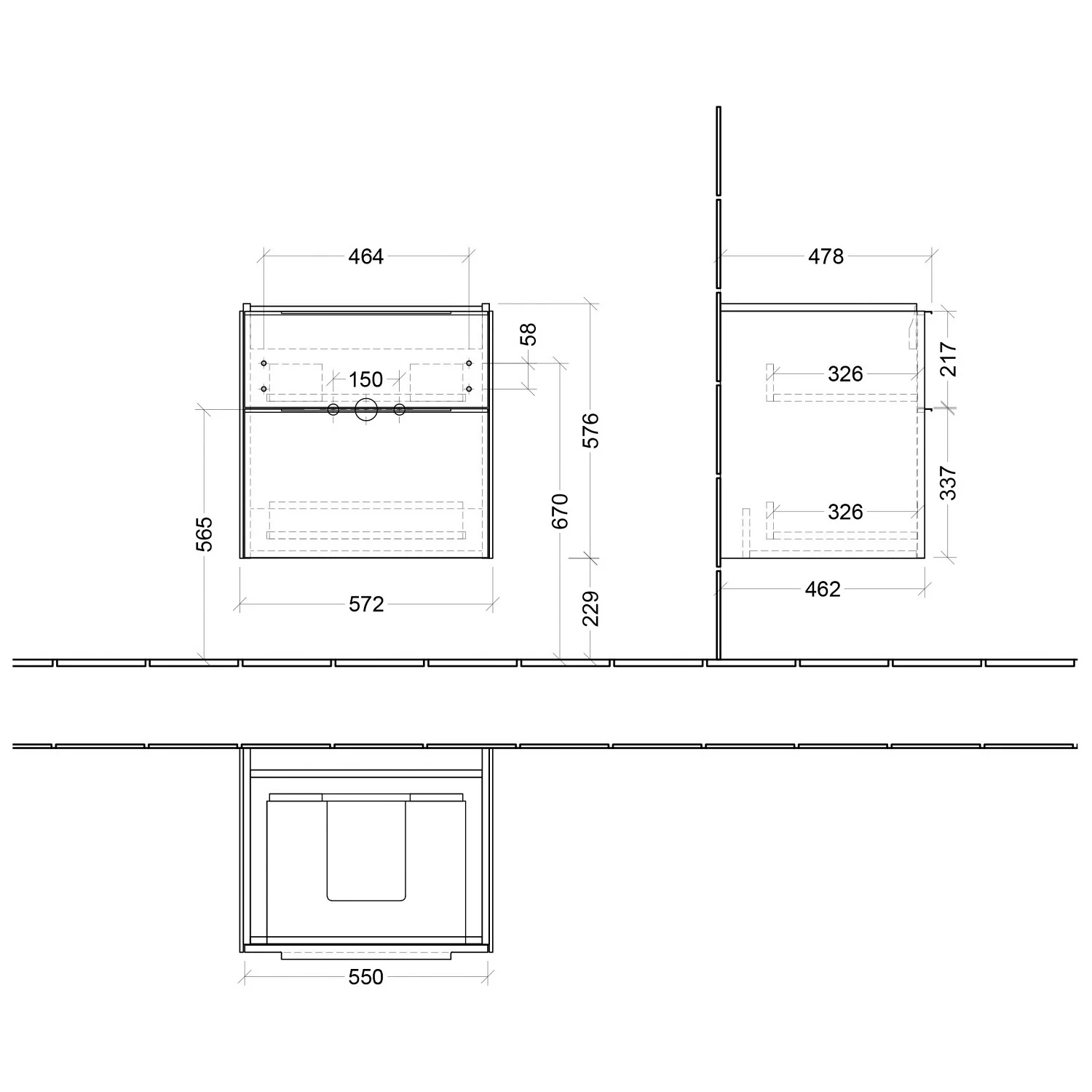 Villeroy & Boch Subway 3.0 Waschtischunterschrank 57,2 cm, 2 Auszüge, ohne LED-Beleuchtung Bild 5