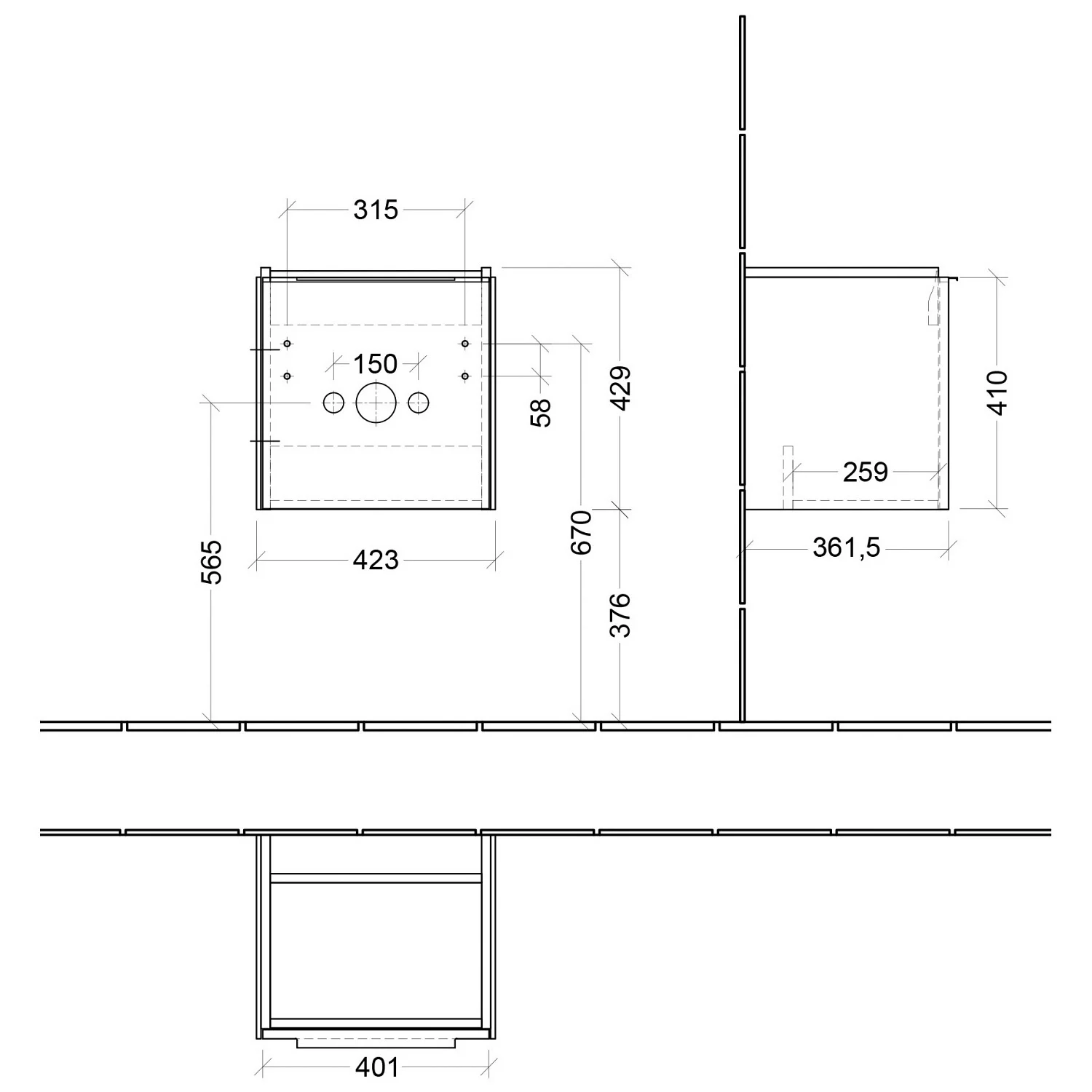 Villeroy & Boch Subway 3.0 Waschtischunterschrank 42,3 cm, 1 Tür, Anschlag links Bild 5