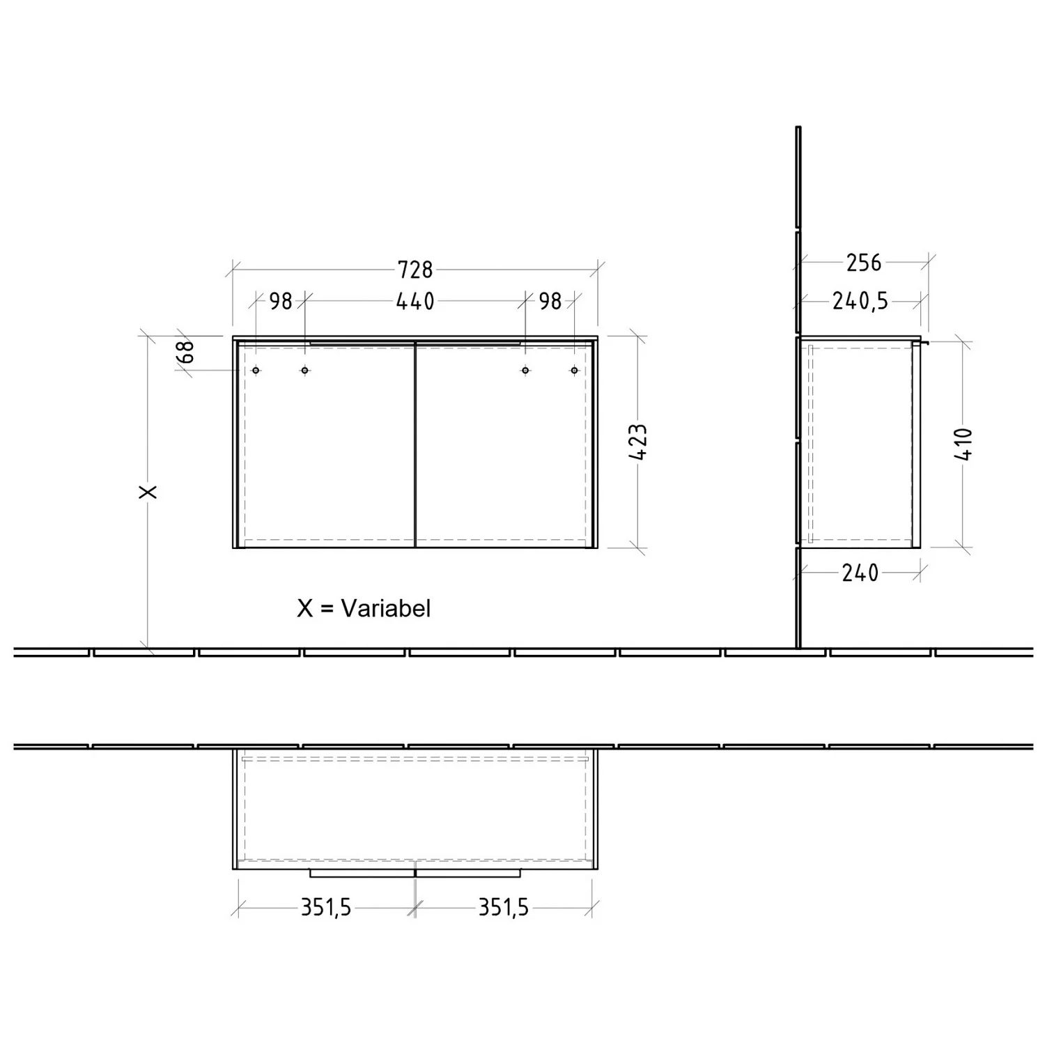 Villeroy & Boch Subway 3.0 Sideboard 72,8 x 42,3 cm mit 2 Türen Bild 4