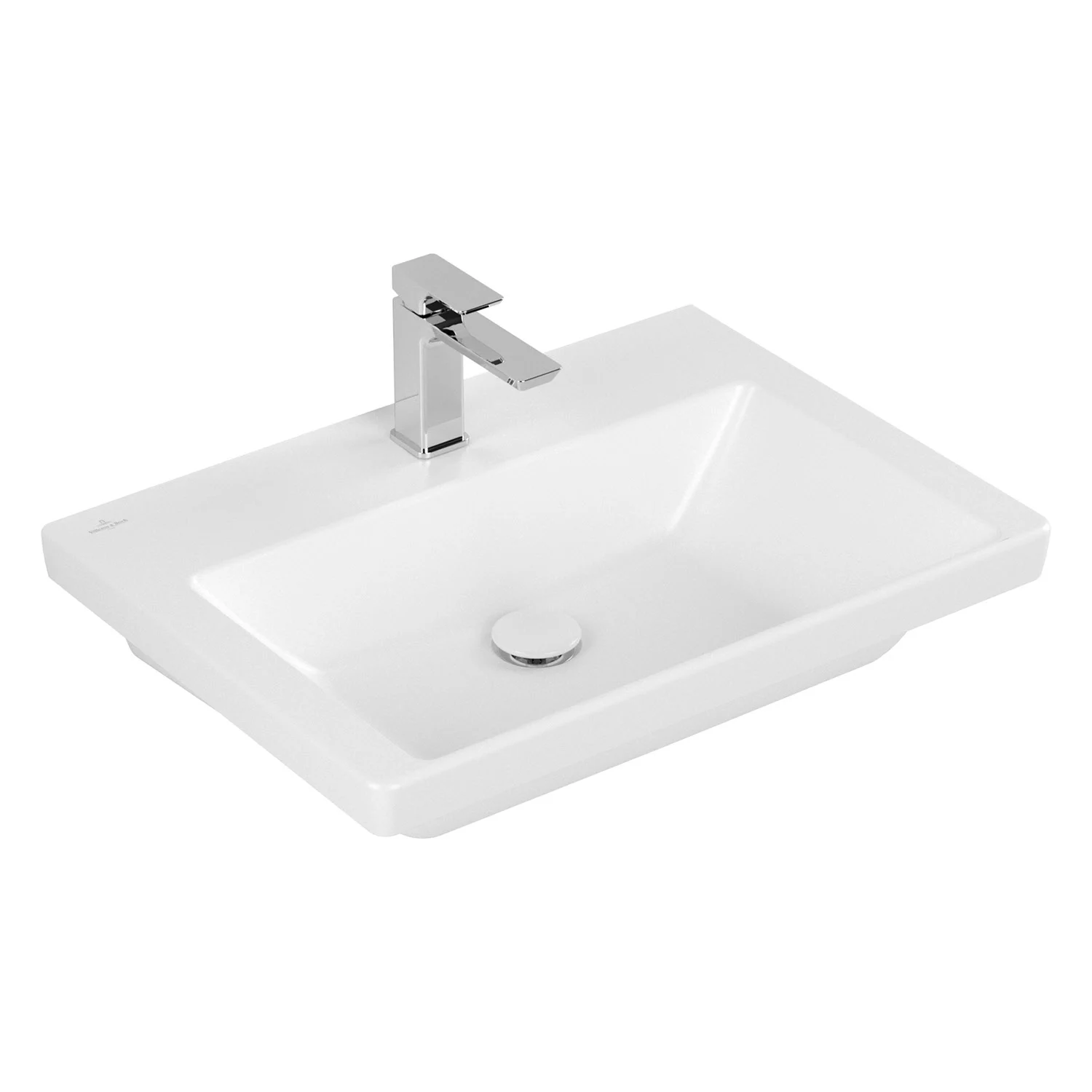 Biała umywalka z baterią z boku, Villeroy & Boch