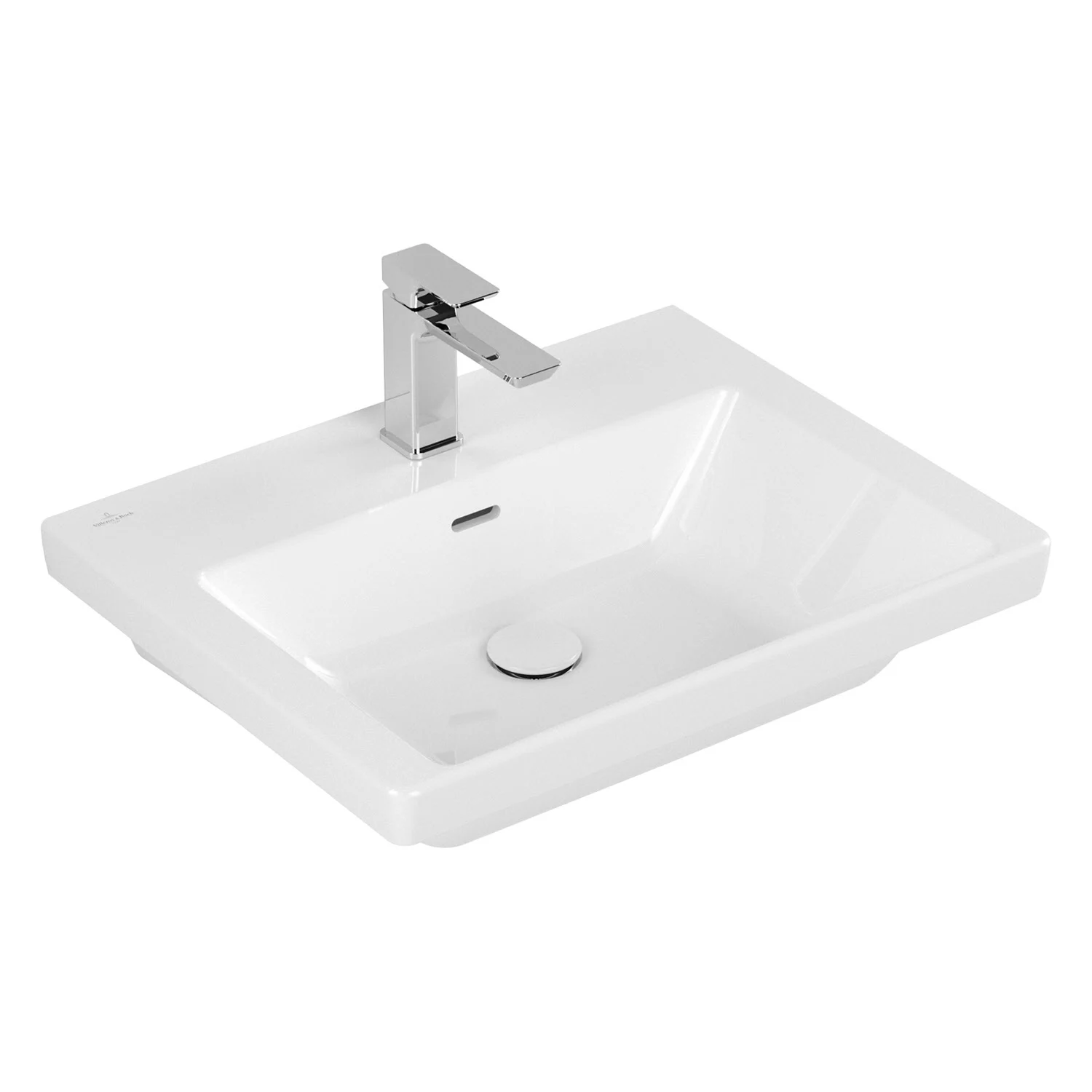 Umywalka widok z boku z baterią w bieli, Villeroy & Boch