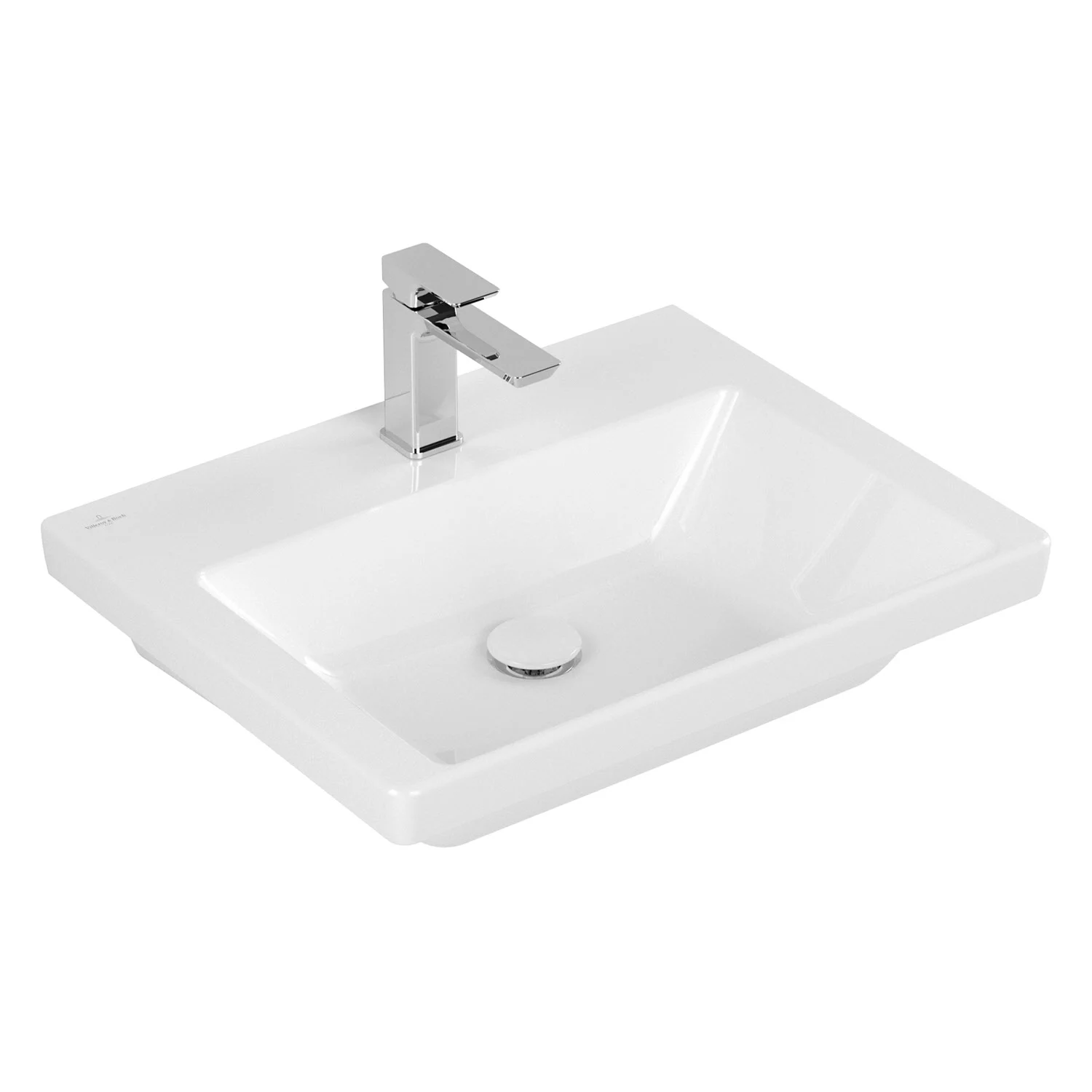 Umywalka widok z boku z baterią w bieli, Villeroy & Boch