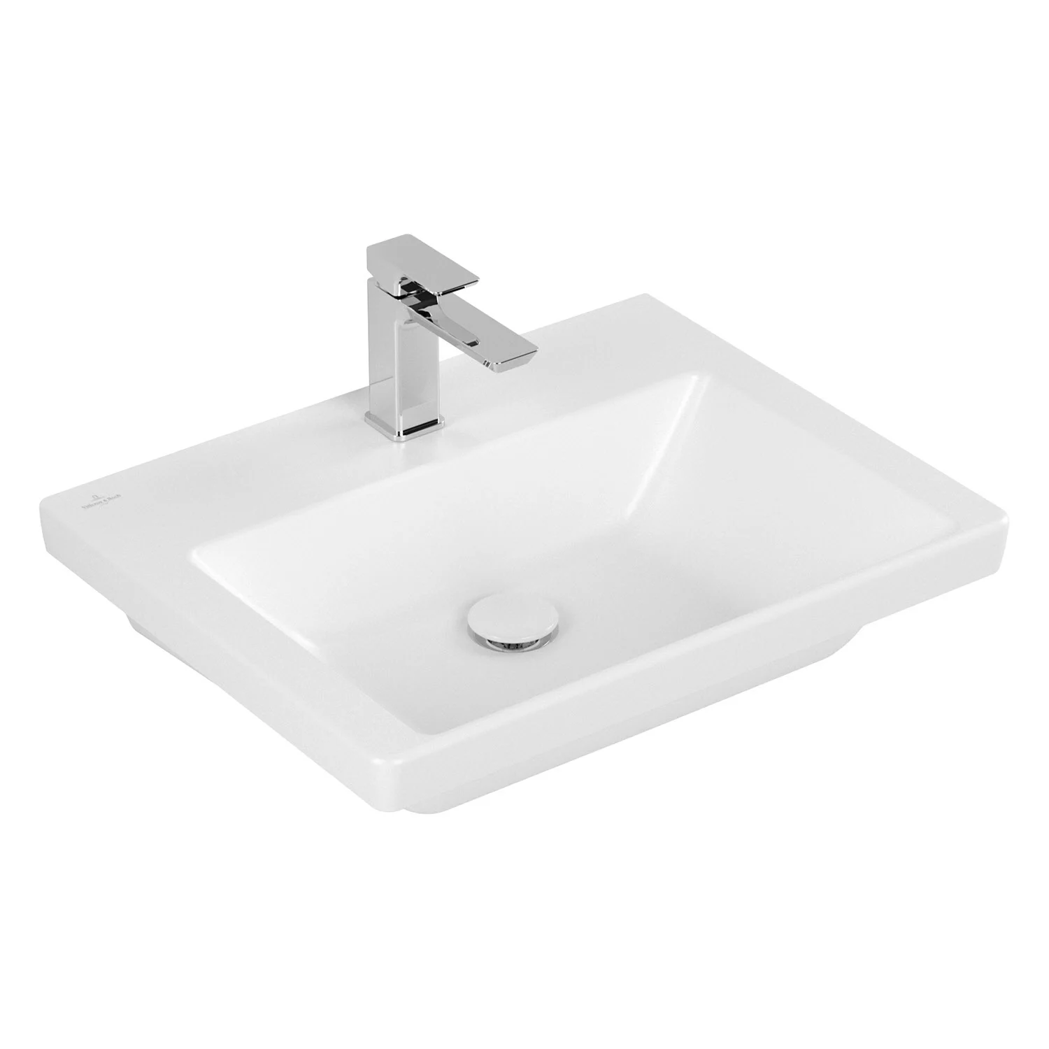 Umywalka widok z boku z baterią w bieli, Villeroy & Boch