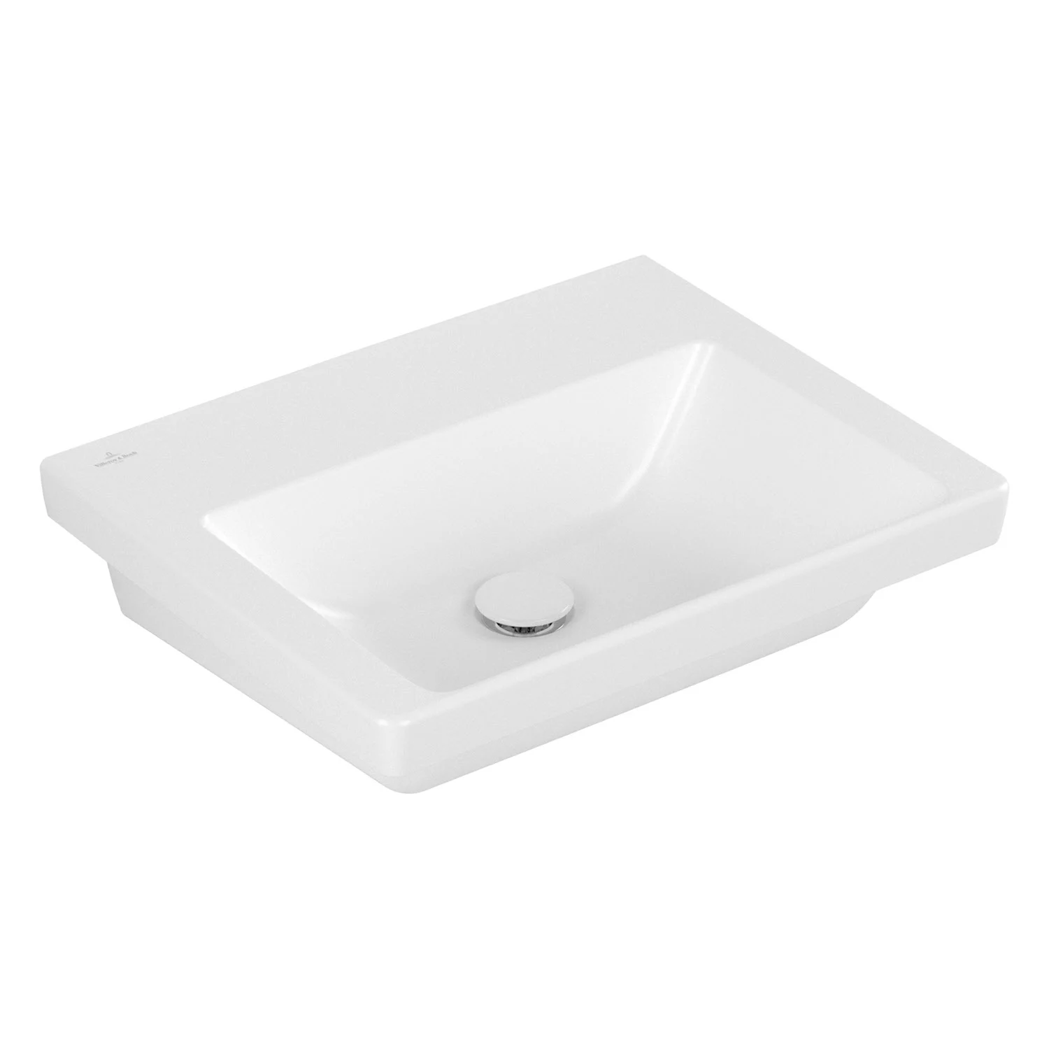 Pojedyncza umywalka bez baterii w bieli widok z boku, Villeroy & Boch