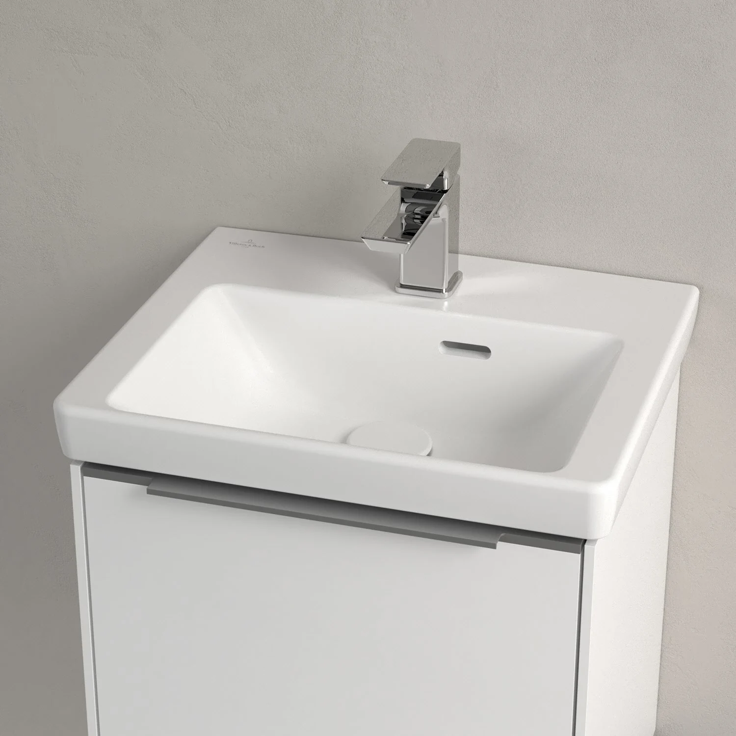 Villeroy & Boch Subway 3.0 Handwaschbecken 45 cm, für Möbelmontage, mit 1 Hahnloch, mit Überlauf