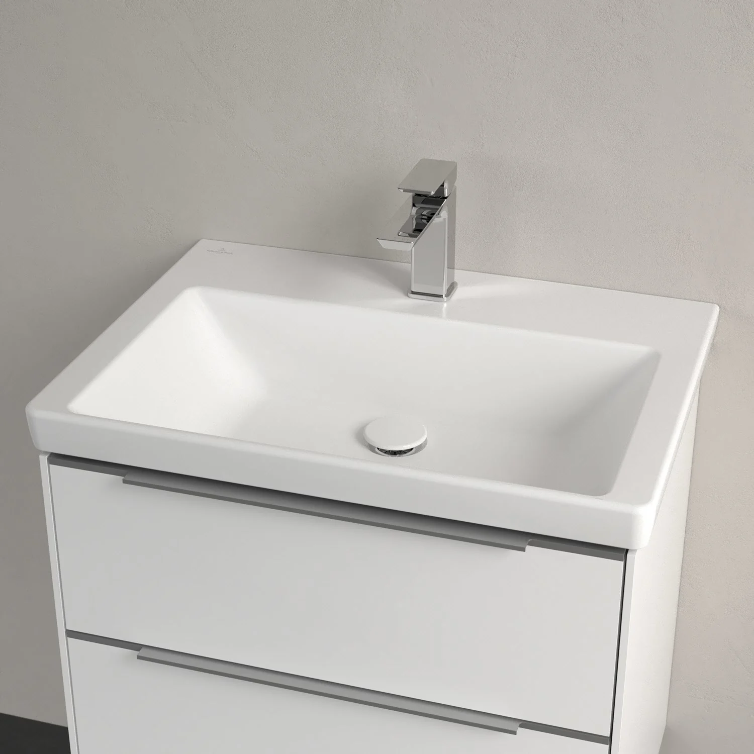 Umywalka z baterią w zbliżeniu, Villeroy & Boch