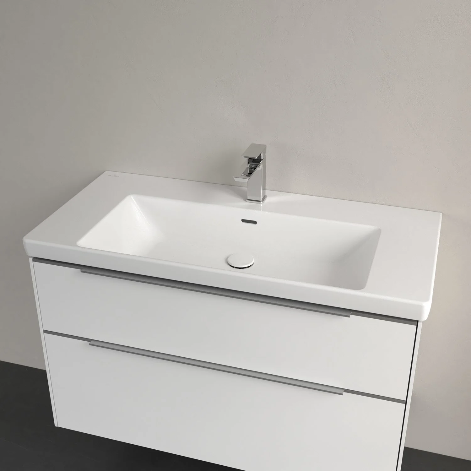 Villeroy & Boch Subway 3.0 Schrankwaschtisch 100 cm, mit 1 Hahnloch, mit Überlauf