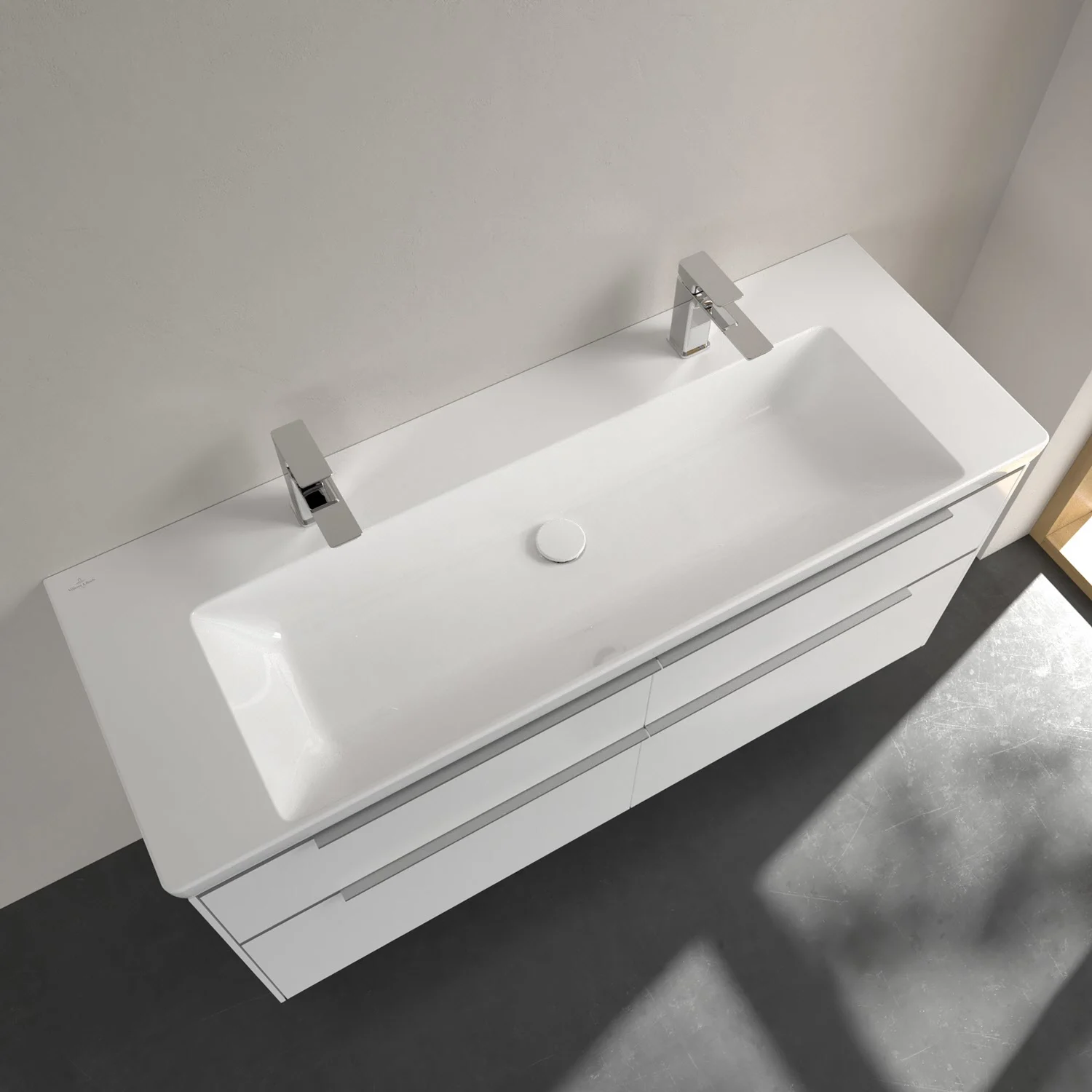 Villeroy & Boch Subway 3.0 Schrankwaschtisch 130 cm, mit 2 Hahnlöchern, ohne Überlauf