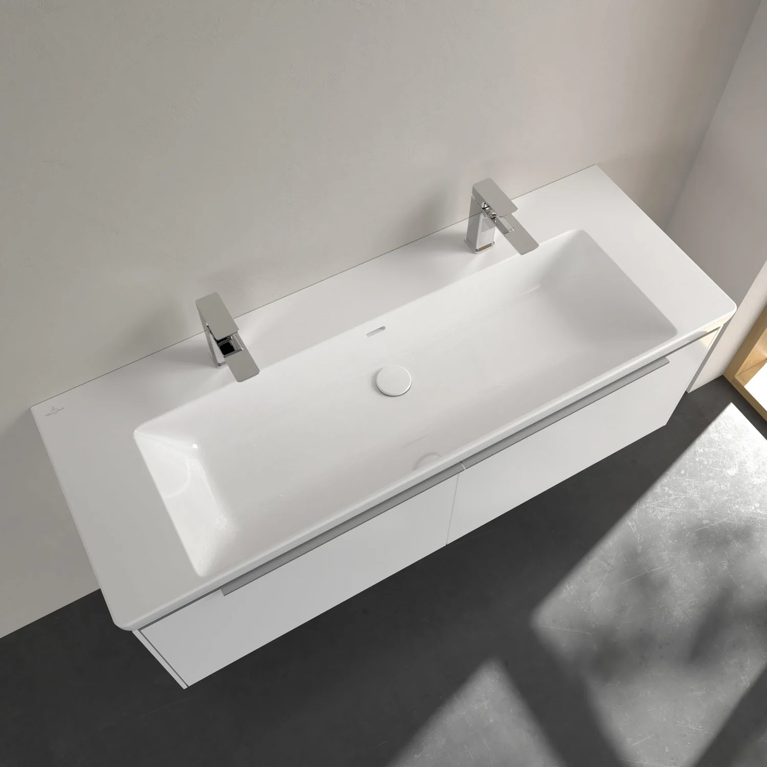 Umywalka z dwoma kranami z góry, Villeroy & Boch