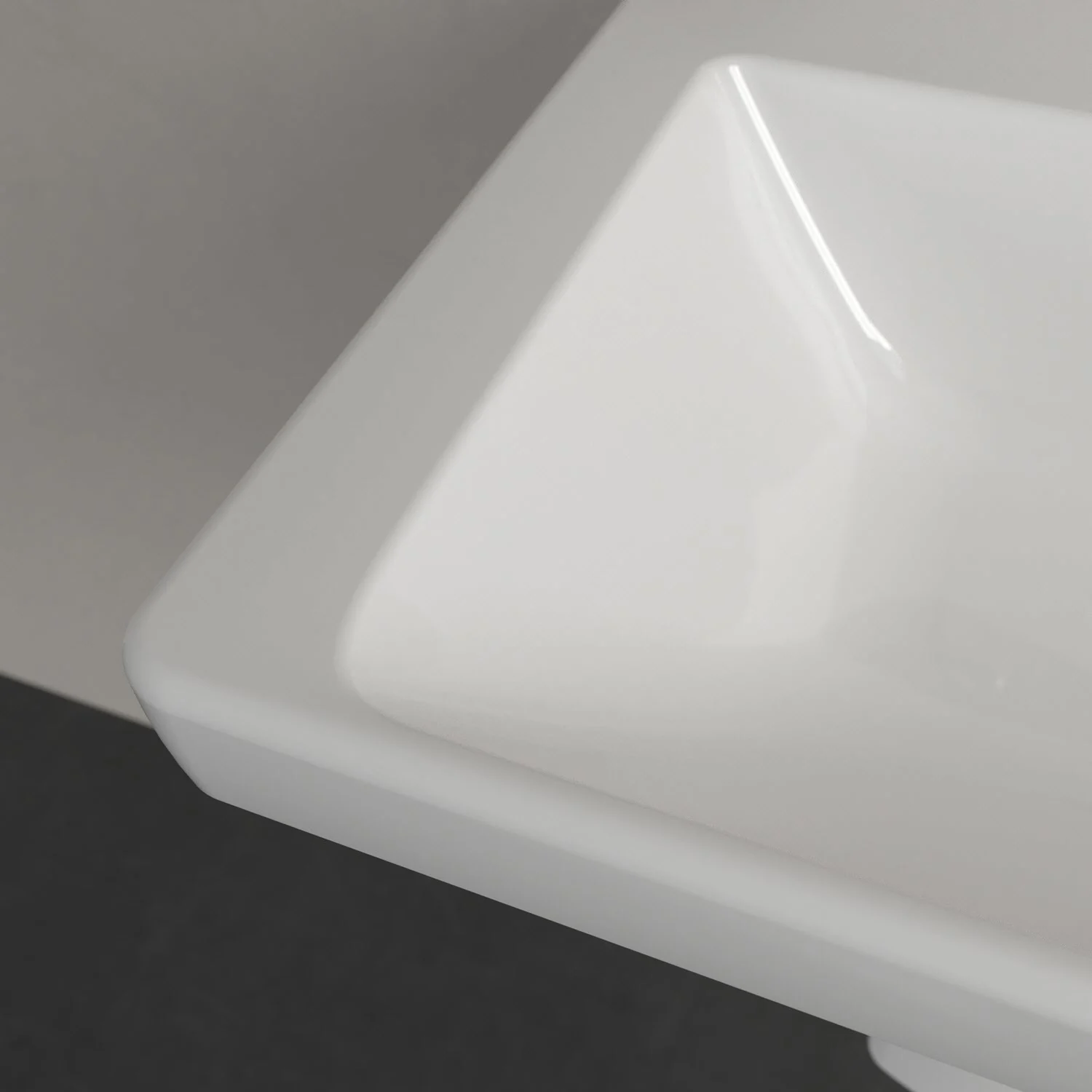Zbliżenie białej umywalki, Villeroy & Boch