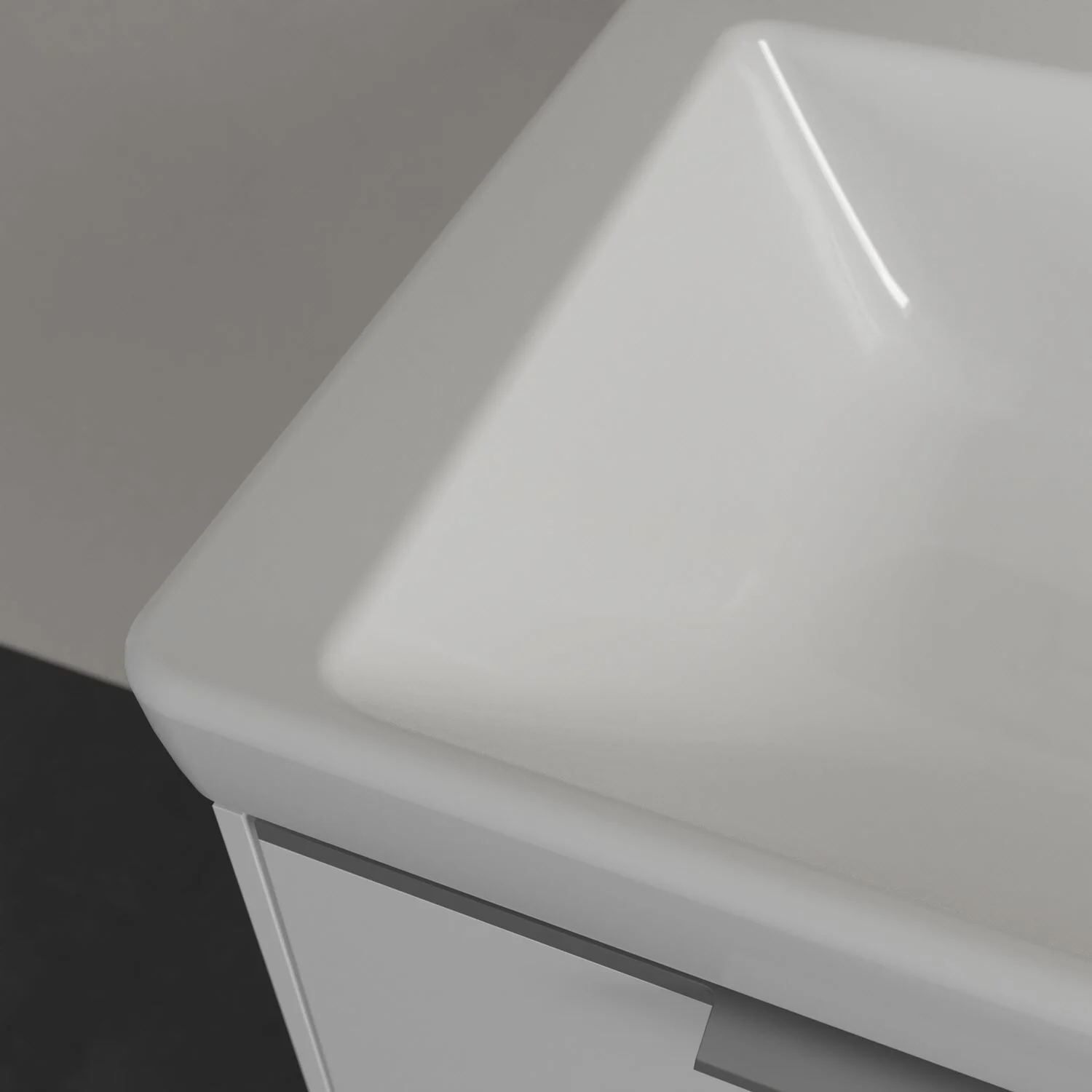 Zbliżenie narożnika umywalki, Villeroy & Boch