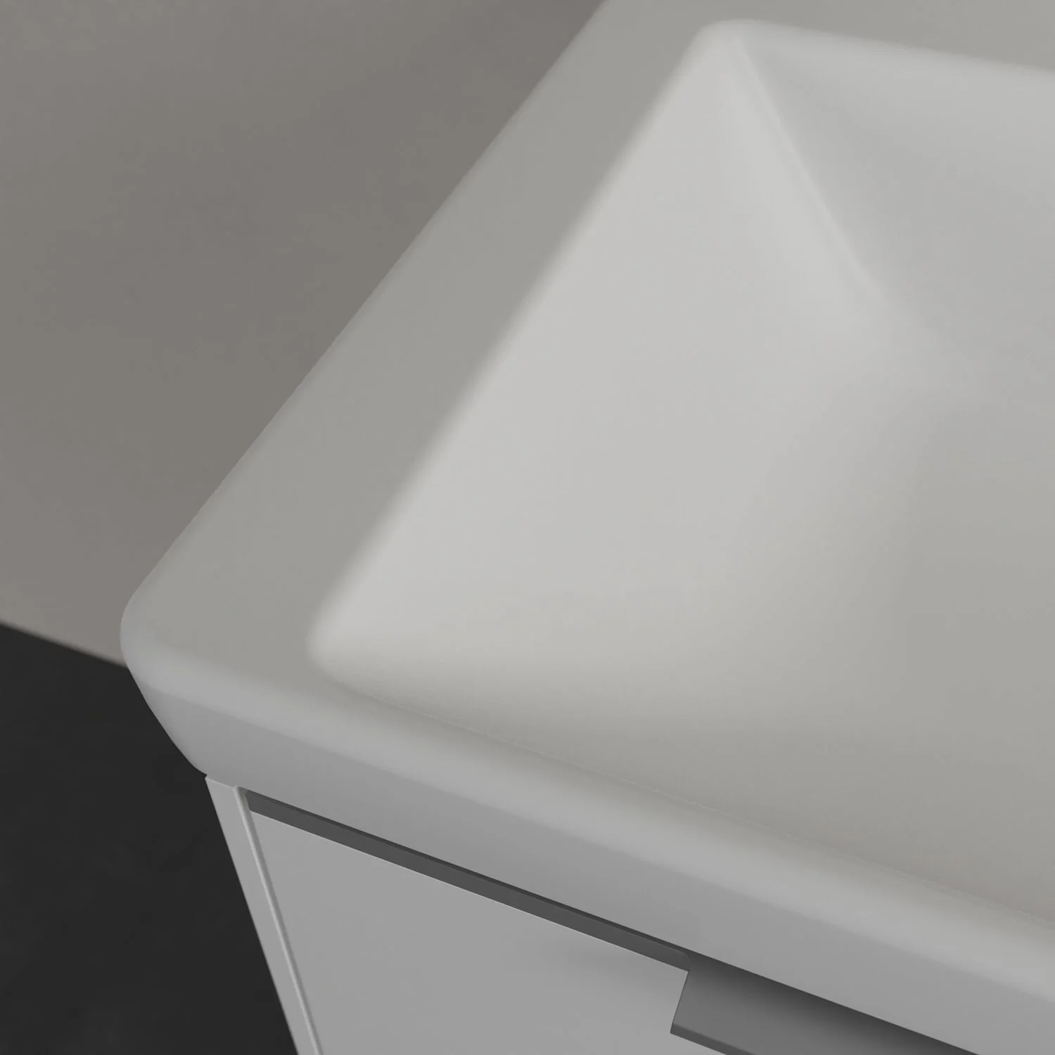 Zbliżenie narożnika umywalki, Villeroy & Boch