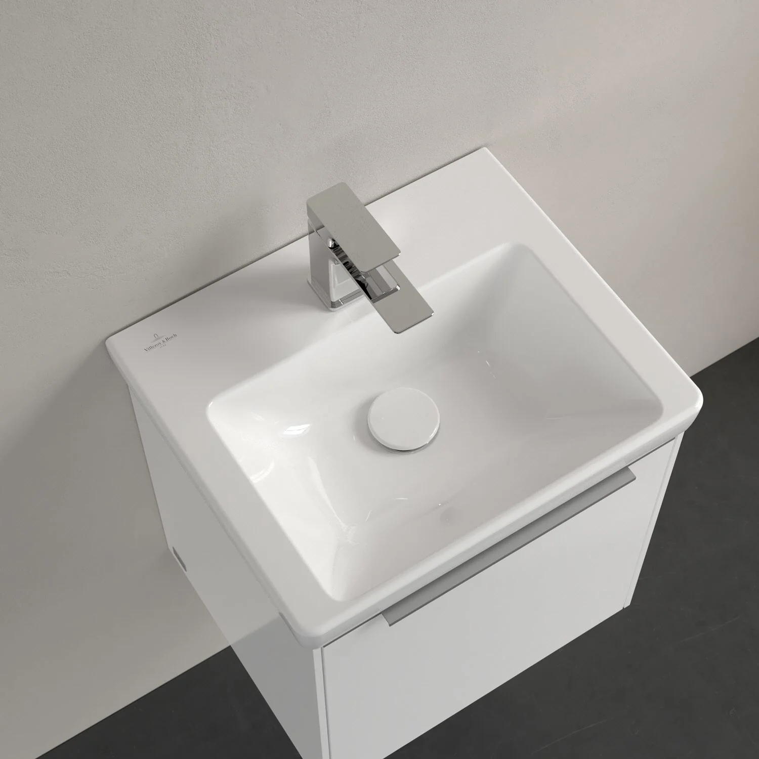 Umywalka z szafką w zbliżeniu, Villeroy & Boch