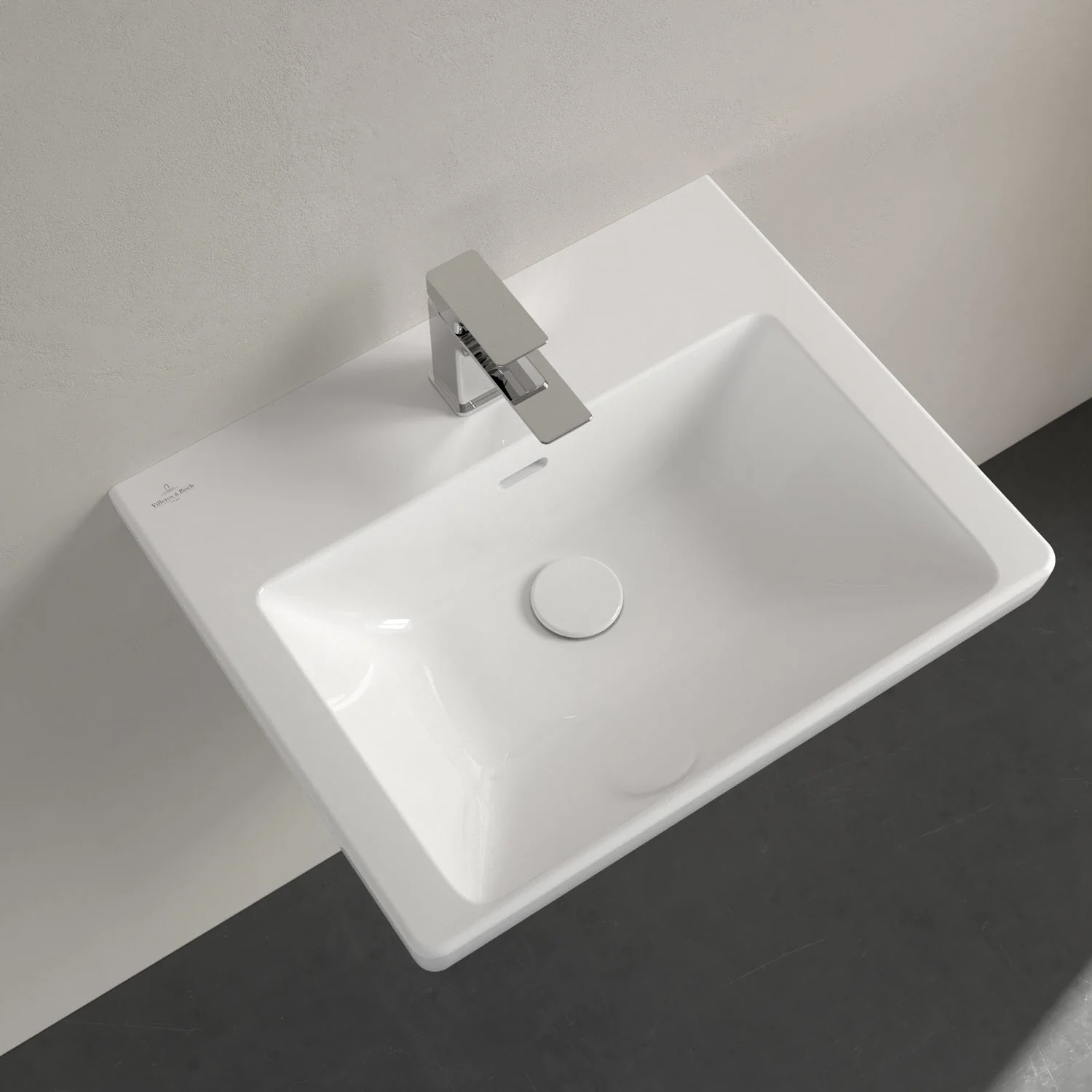 Umywalka z baterią w zbliżeniu, Villeroy & Boch