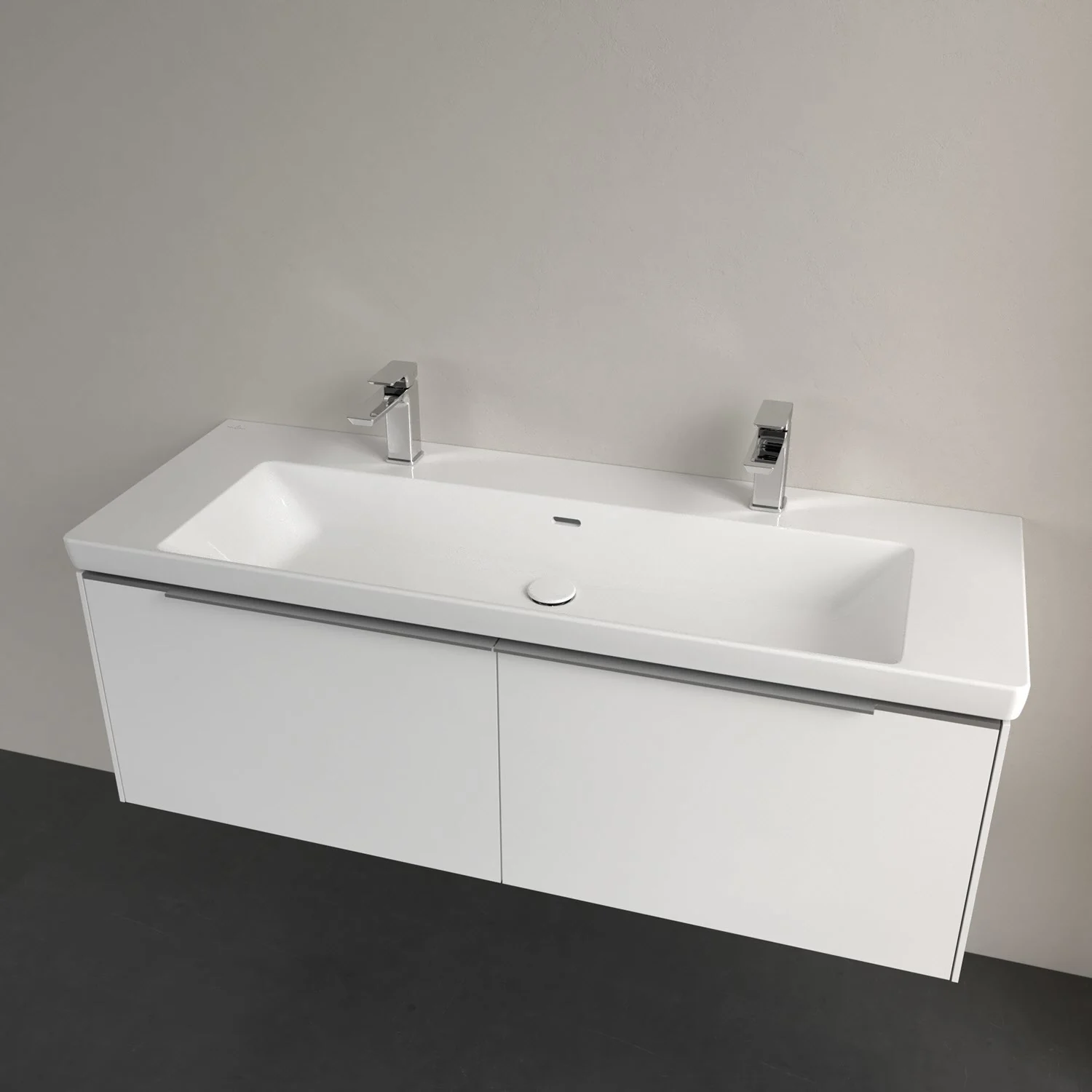 Podwójna umywalka z szafką zbliżenie, Villeroy & Boch