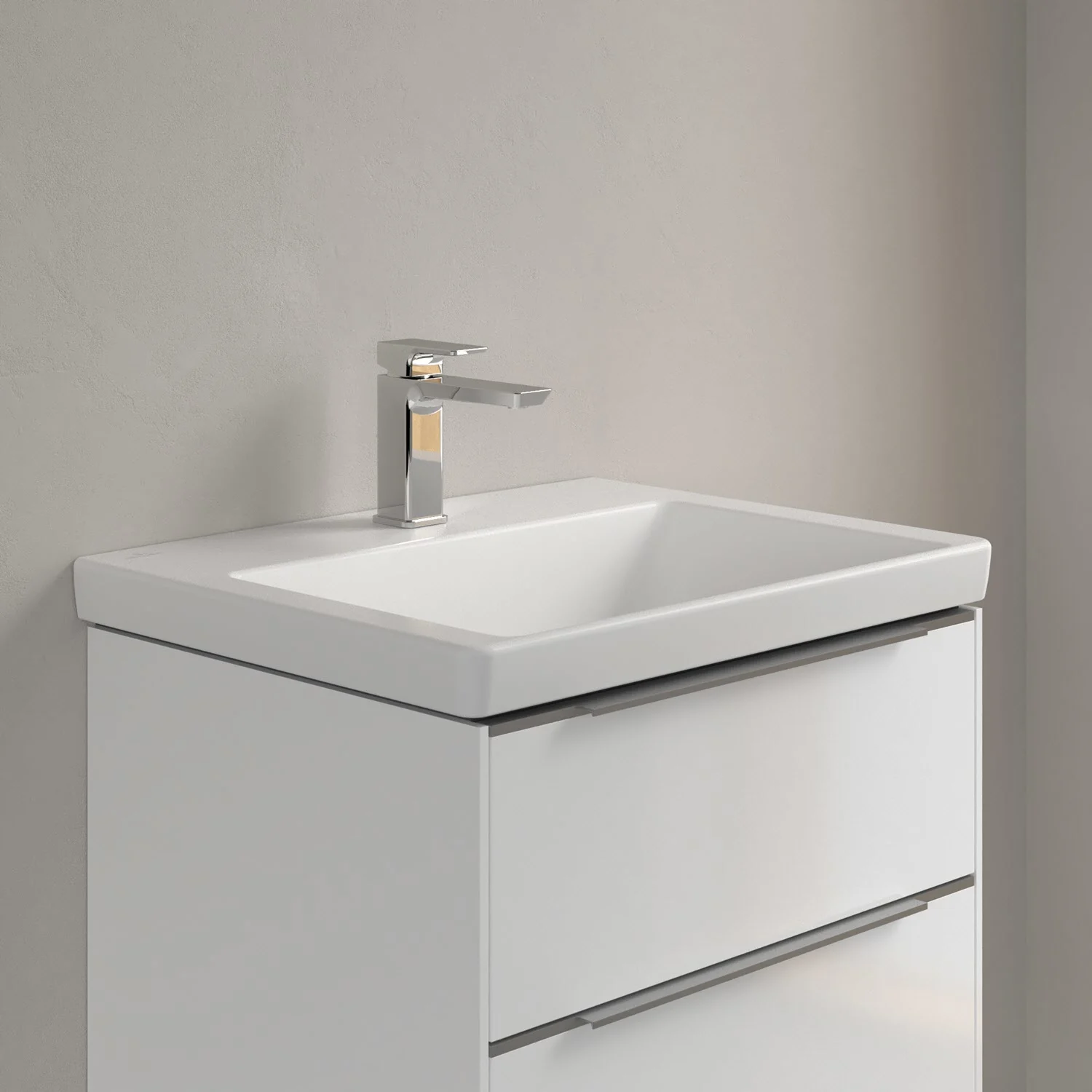 Umywalka z baterią w zbliżeniu, Villeroy & Boch