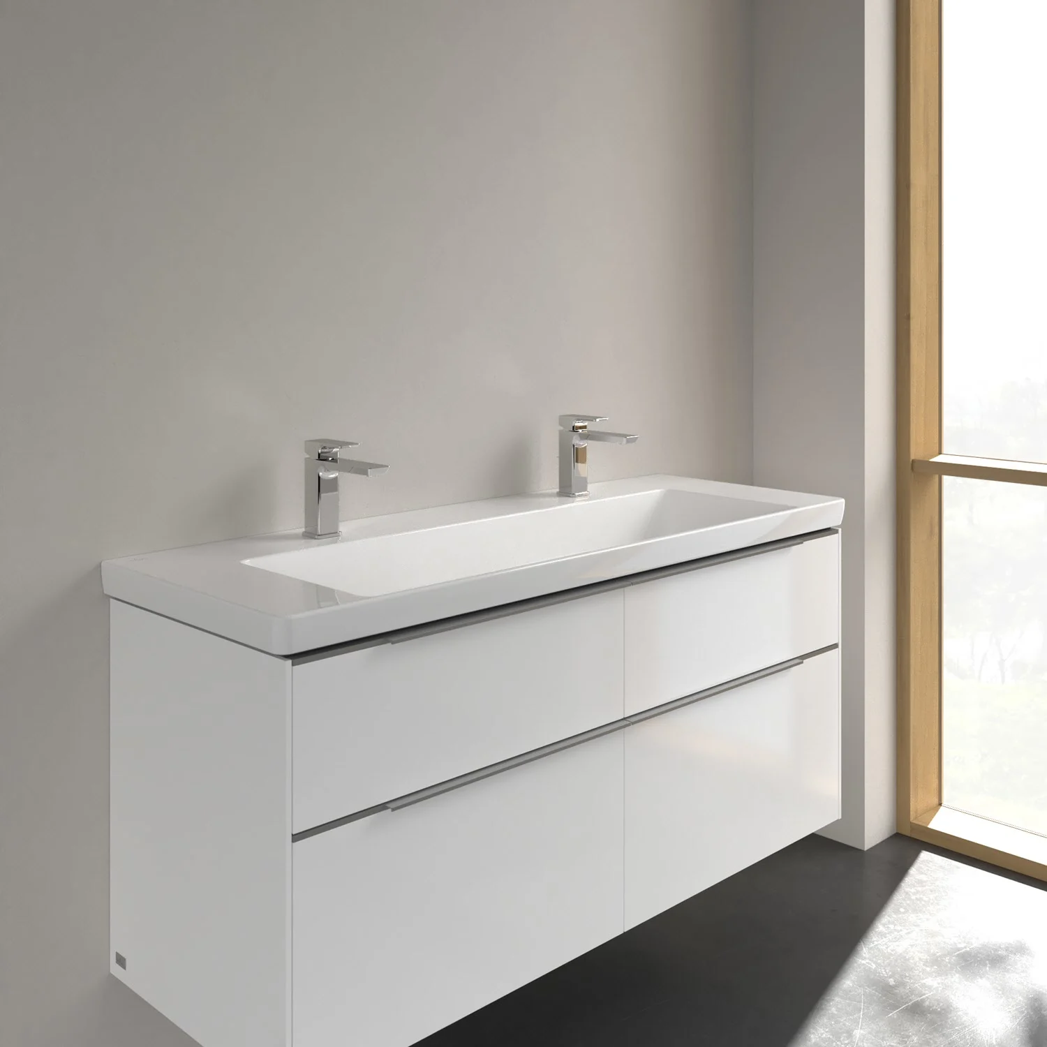 Villeroy & Boch Subway 3.0 Schrankwaschtisch 130 cm, mit 2 Hahnlöchern, ohne Überlauf Bild 6