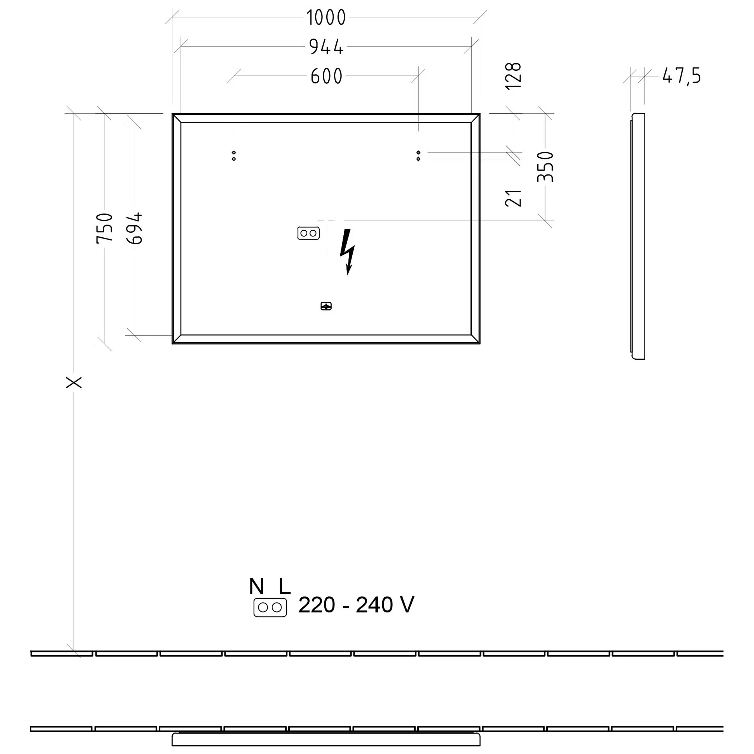 Villeroy & Boch Subway 3.0 Badspiegel 100 x 75 cm mit Sensordimmer in Weiß Matt Bild 5